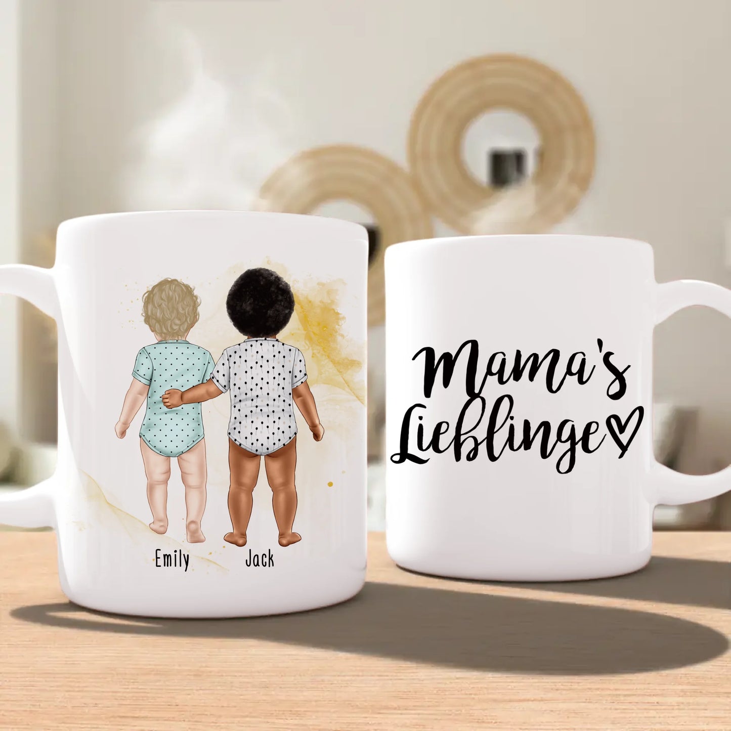 Personalisierte Tasse mit 2 Babys (stehend)