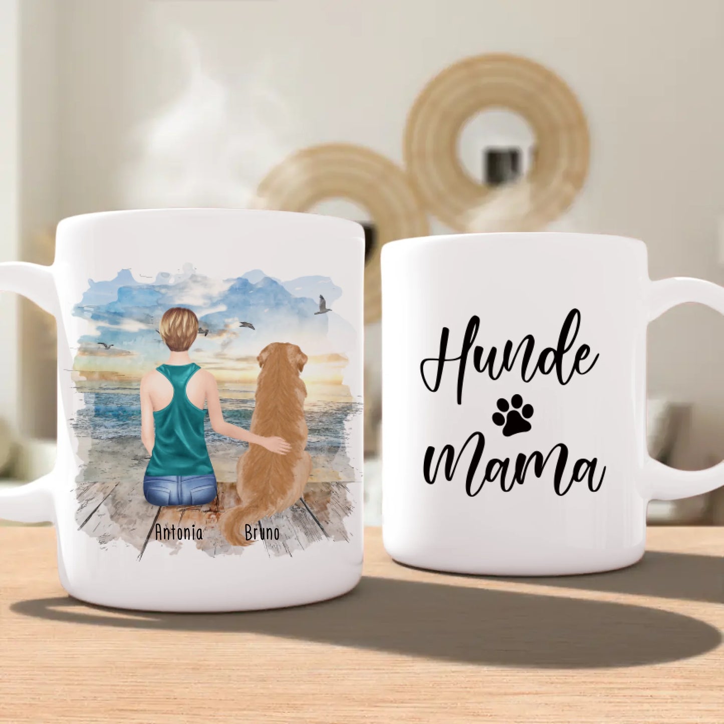 Personalisierte Tasse - 1 Frau + 1 Hund