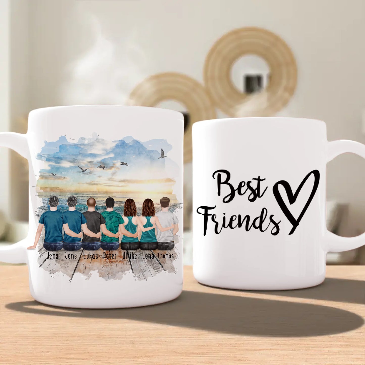 Personalisierte Tasse - Beste Freunde - 2 Frauen + 5 Männer