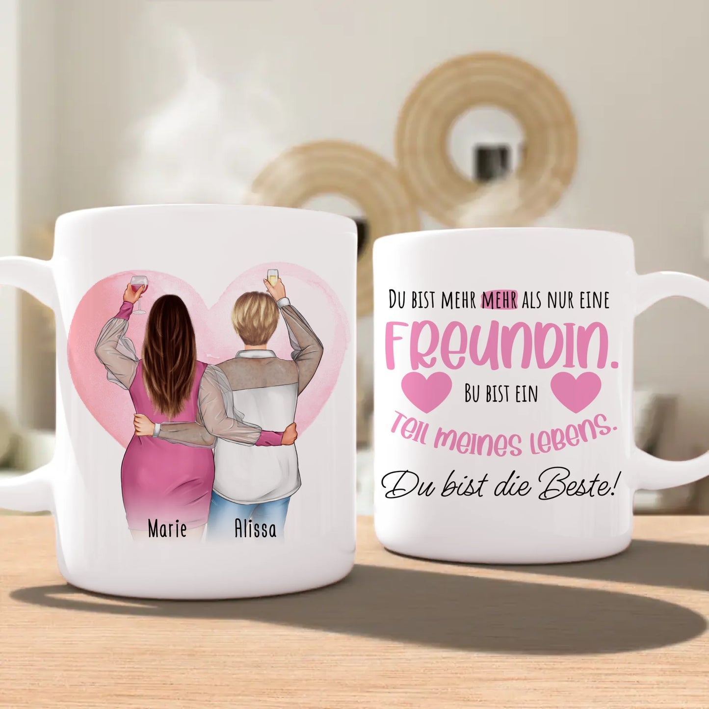 Personalisierte Tasse Beste Freundin (2 Freundinnen) (Plus Size)