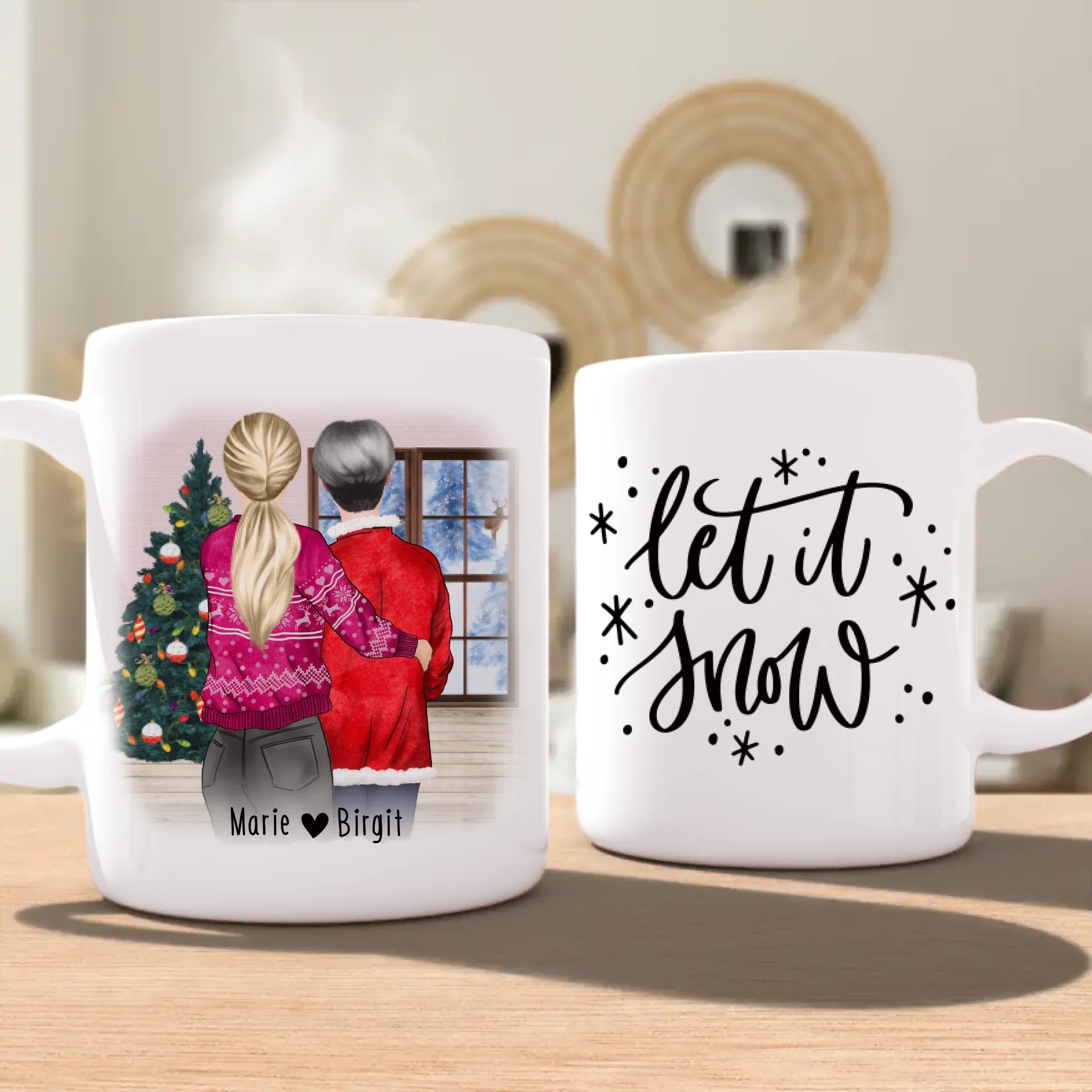 Personalisierte Tasse - Mutter/Mama + Tochter (stehend) - Weihnachtstasse