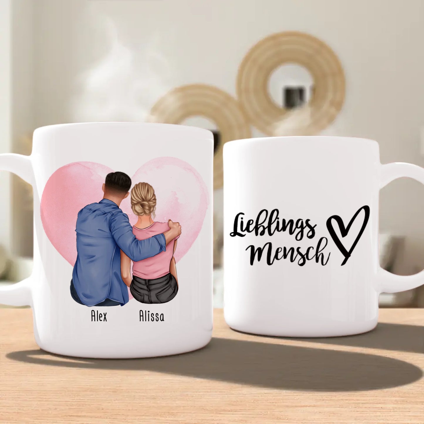 Personalisierte Tasse mit Paar (sitzend)