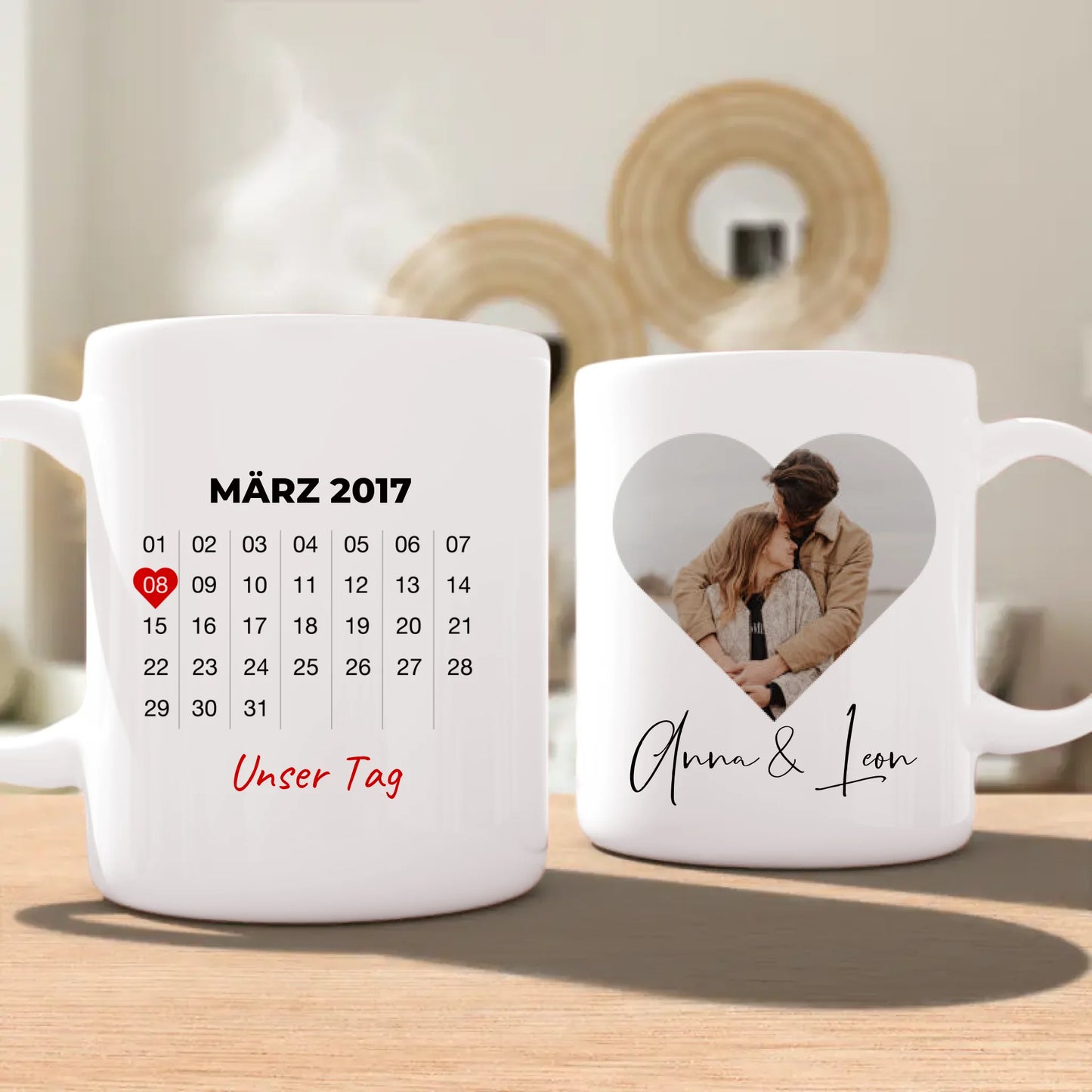 Personalisierte Tasse mit Jahrestag und Bild - Jahrestag Geschenk für Paare