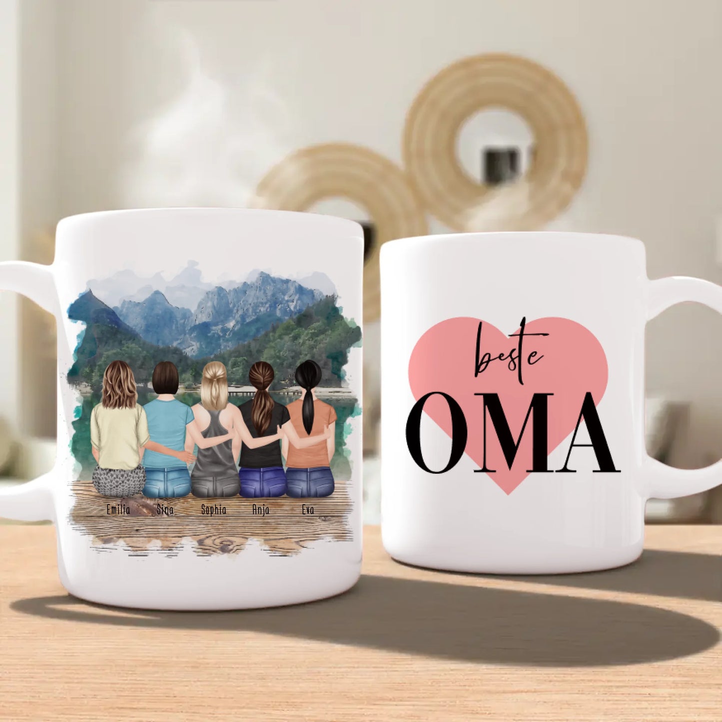 Personalisierte Tasse für Oma (4 Frauen + 1 Oma)