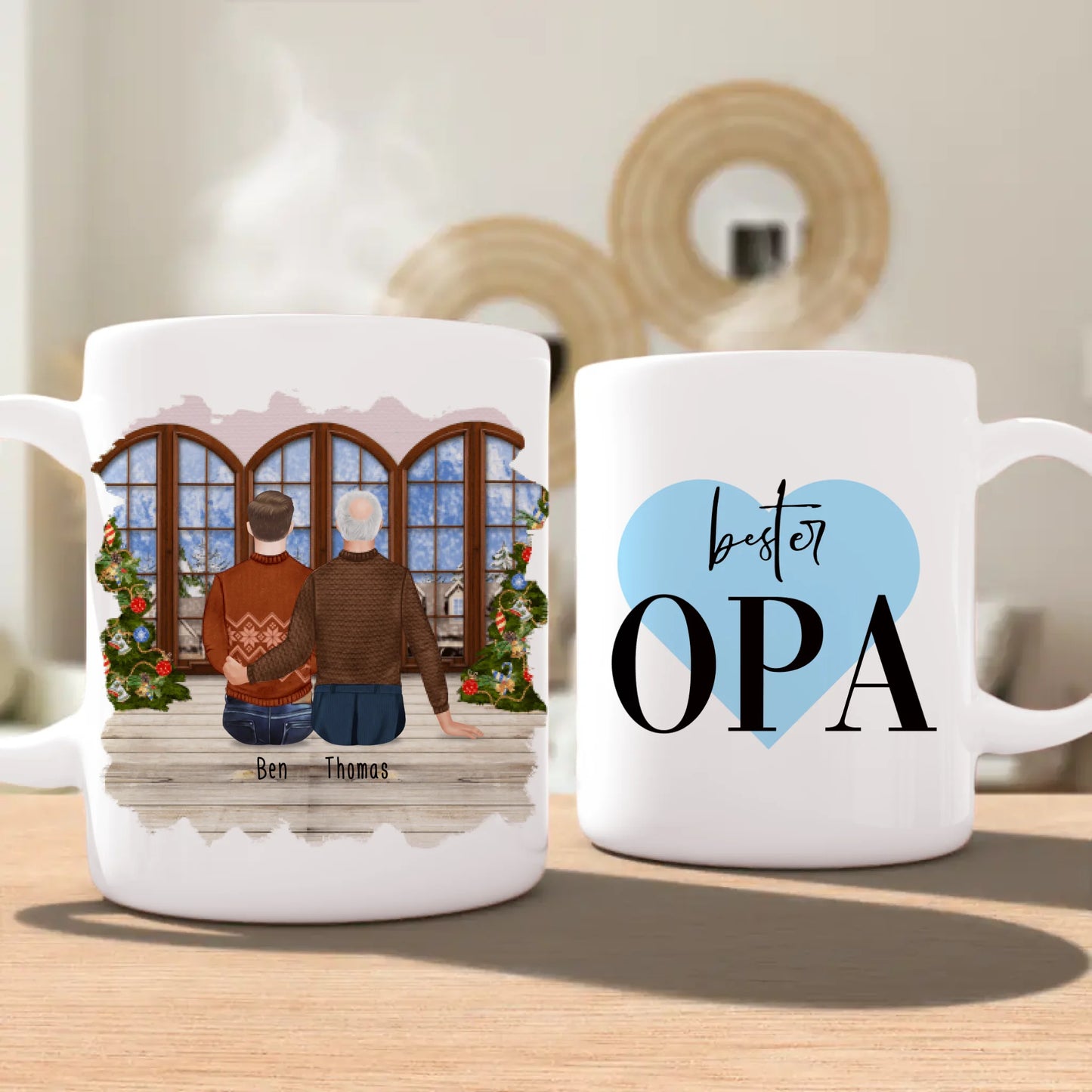 Personalisierte Tasse für Opa (1 Mann + 1 Opa) - Weihnachtstasse