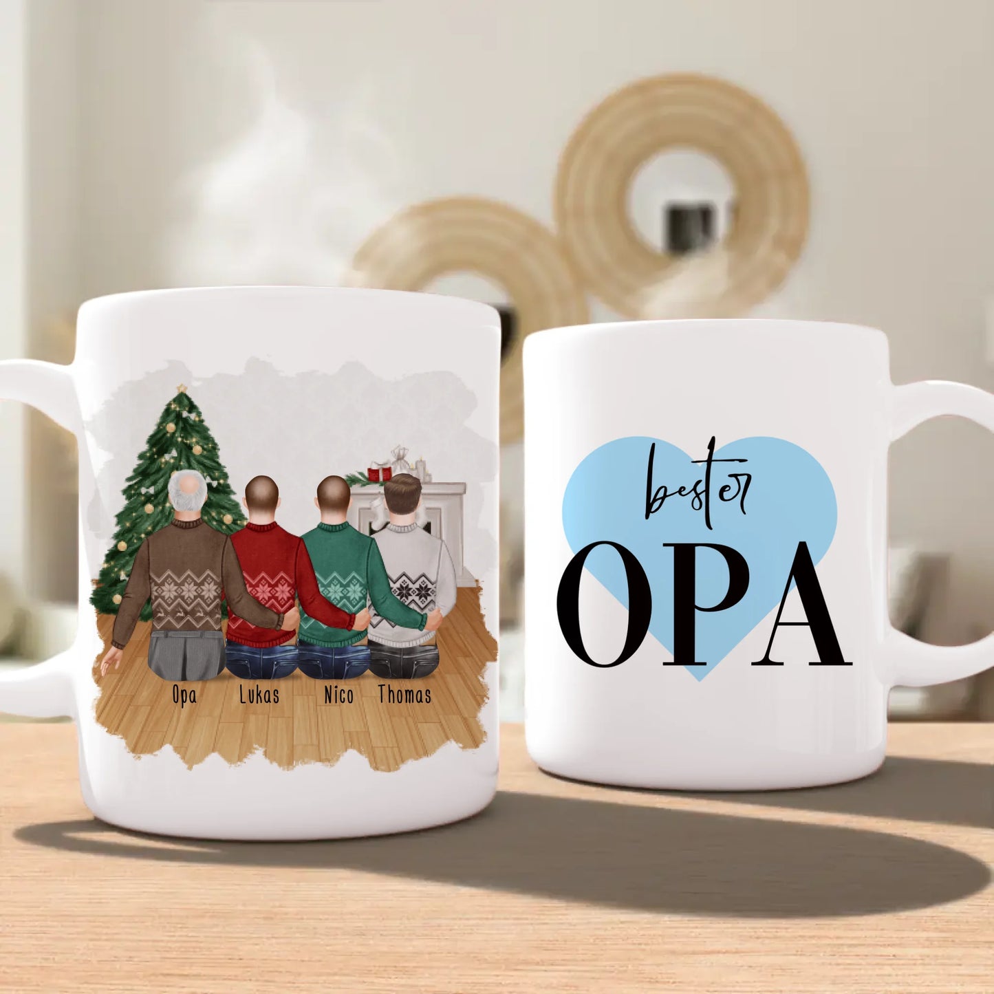 Personalisierte Tasse für Opa (3 Männer + 1 Opa) - Weihnachtstasse