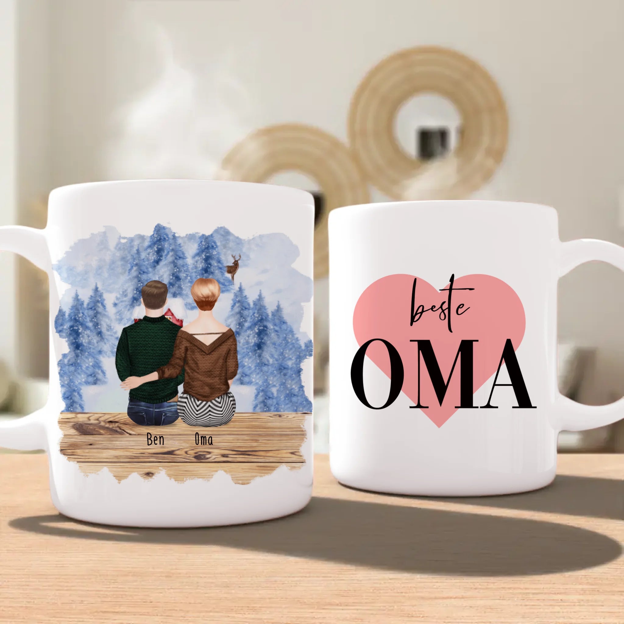 Personalisierte Tasse für Oma (1 Mann + 1 Oma) - Weihnachtstasse