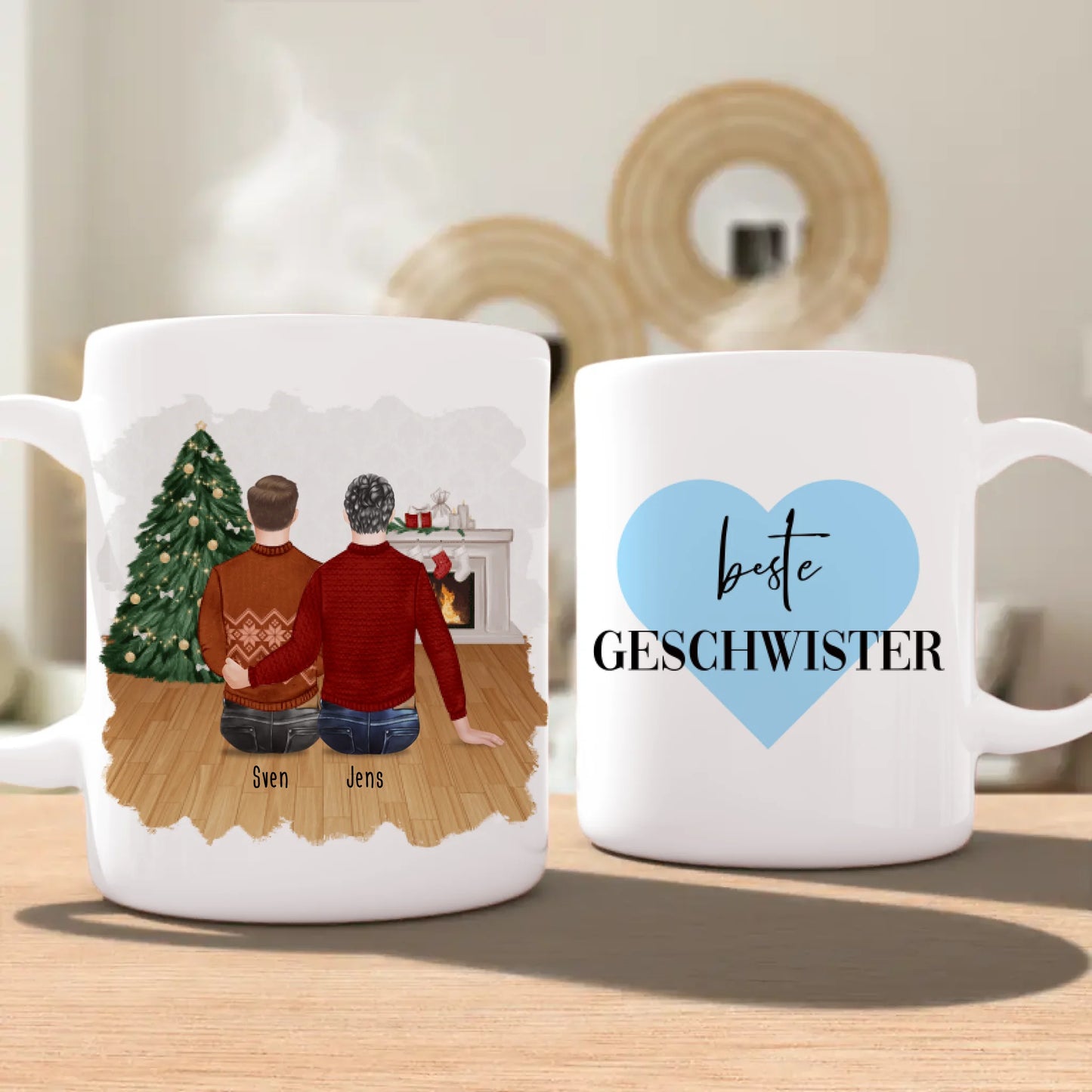 Personalisierte Tasse mit Bruder (2 Brüder) - Weihnachtstasse