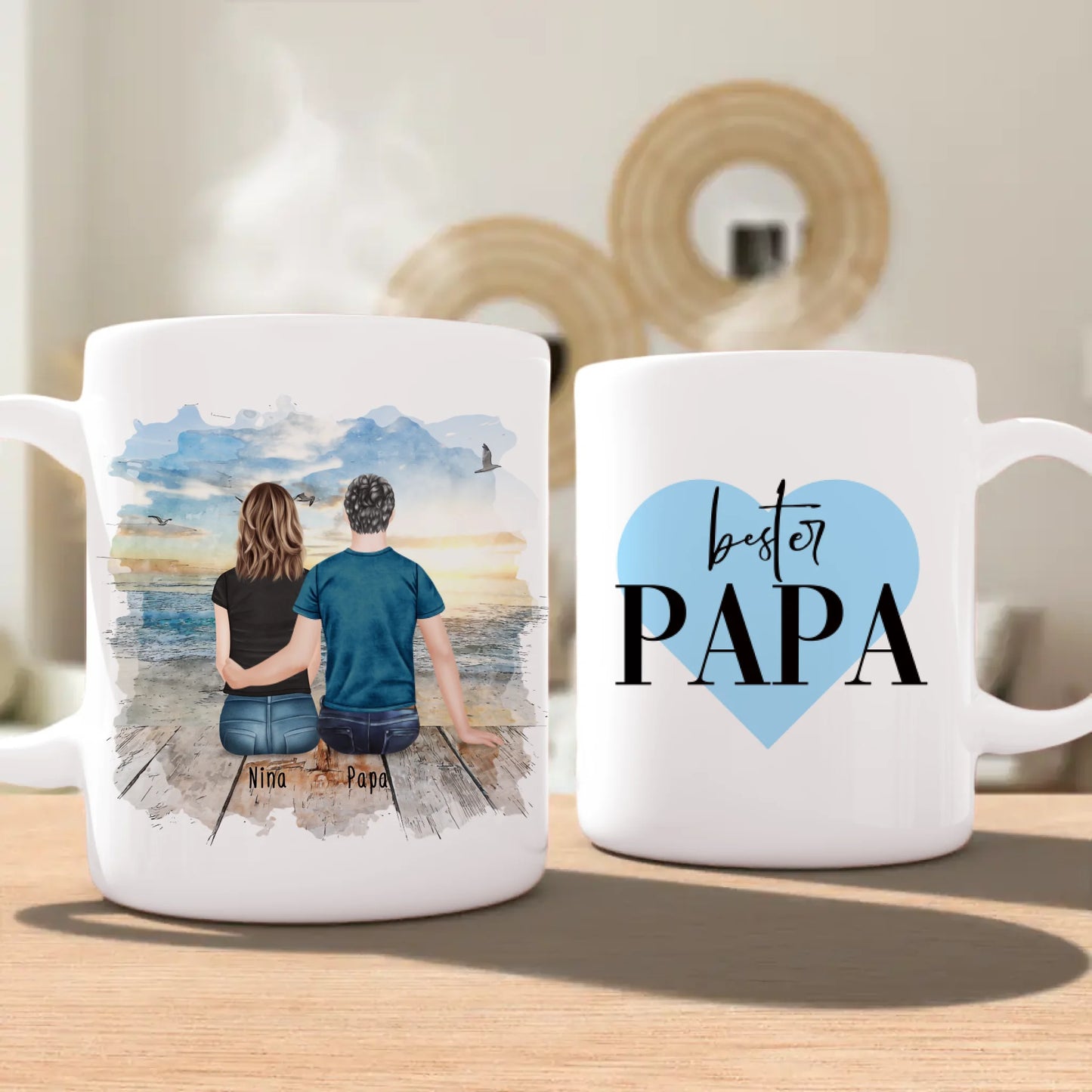 Personalisierte Tasse mit Vater/Tochter (1 Tochter)