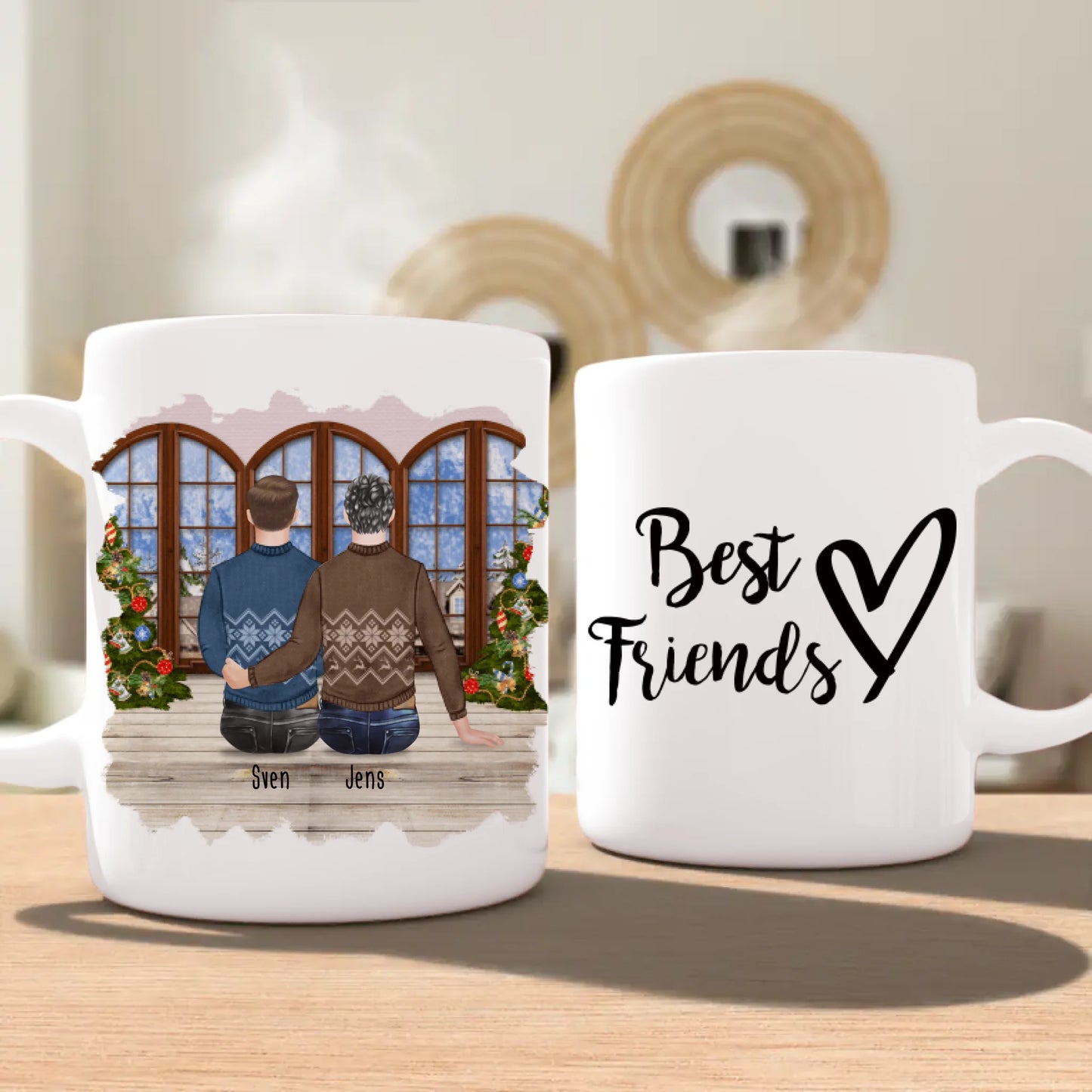 Personalisierte Tasse - Beste Freunde (2 Männer) - Weihnachtstasse