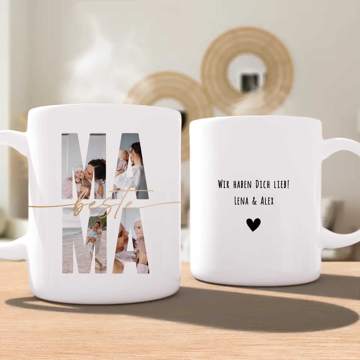 Personalisierte Tasse mit Mama Schriftzug und deinen Bildern