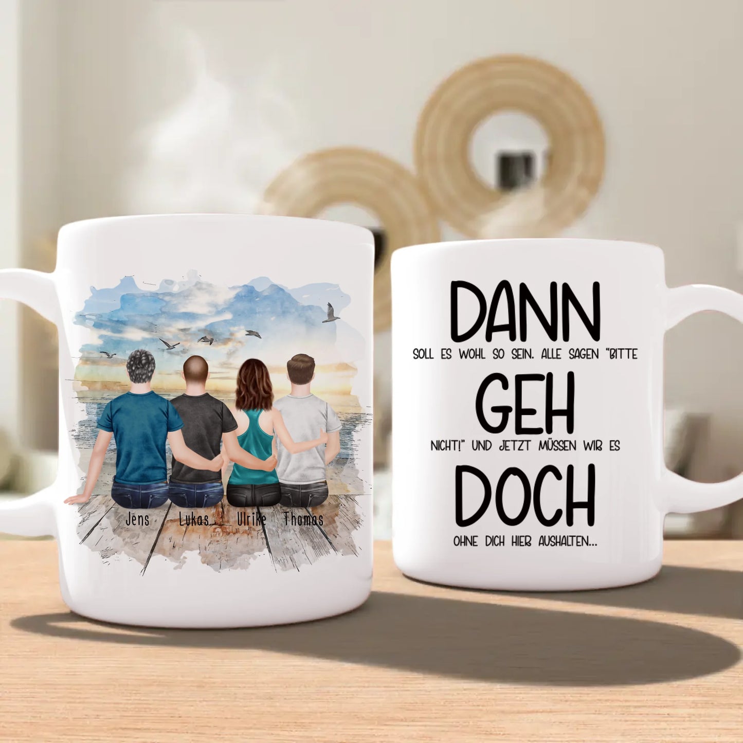 Personalisierte Tasse Kollegen (1 Frau + 3 Männer) - Abschiedsgeschenk