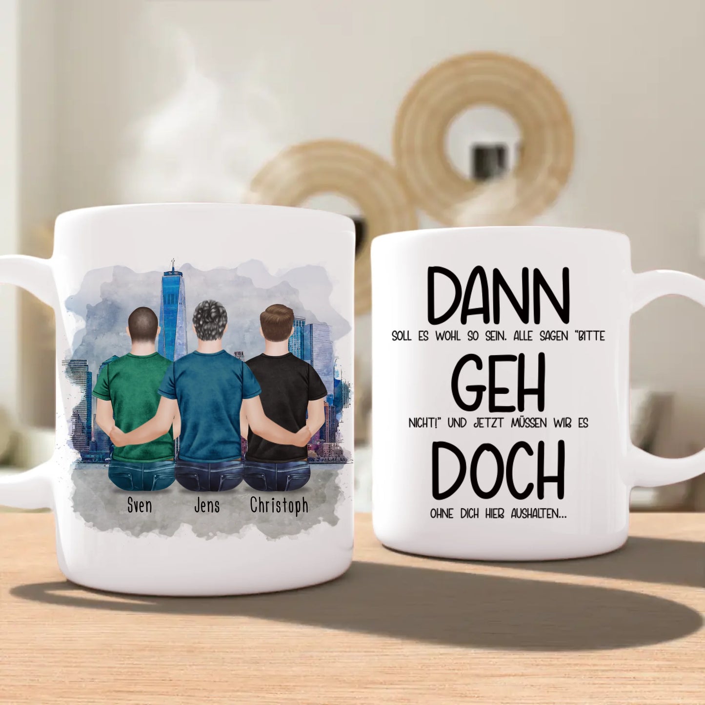 Personalisierte Tasse Kollegen (3 Männer) - Abschiedsgeschenk