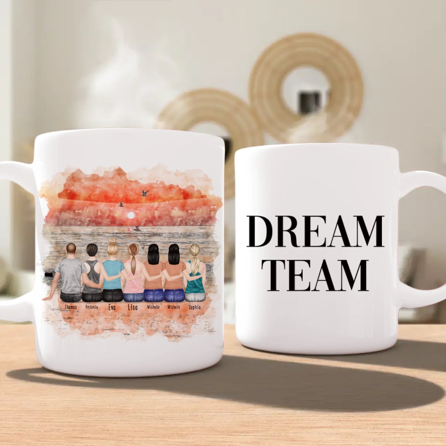 Personalisierte Tasse Beste Freunde (6 Frauen + 1 Mann)