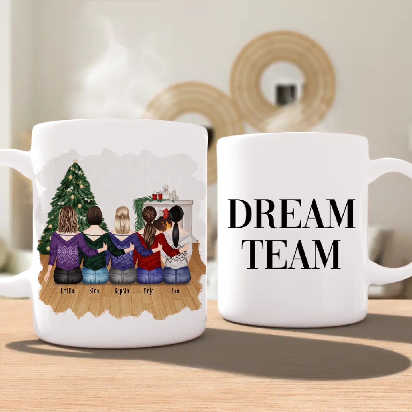 Personalisierte Tasse für Beste Freundinnen (5 Freundinnen) - Weihnachtstasse