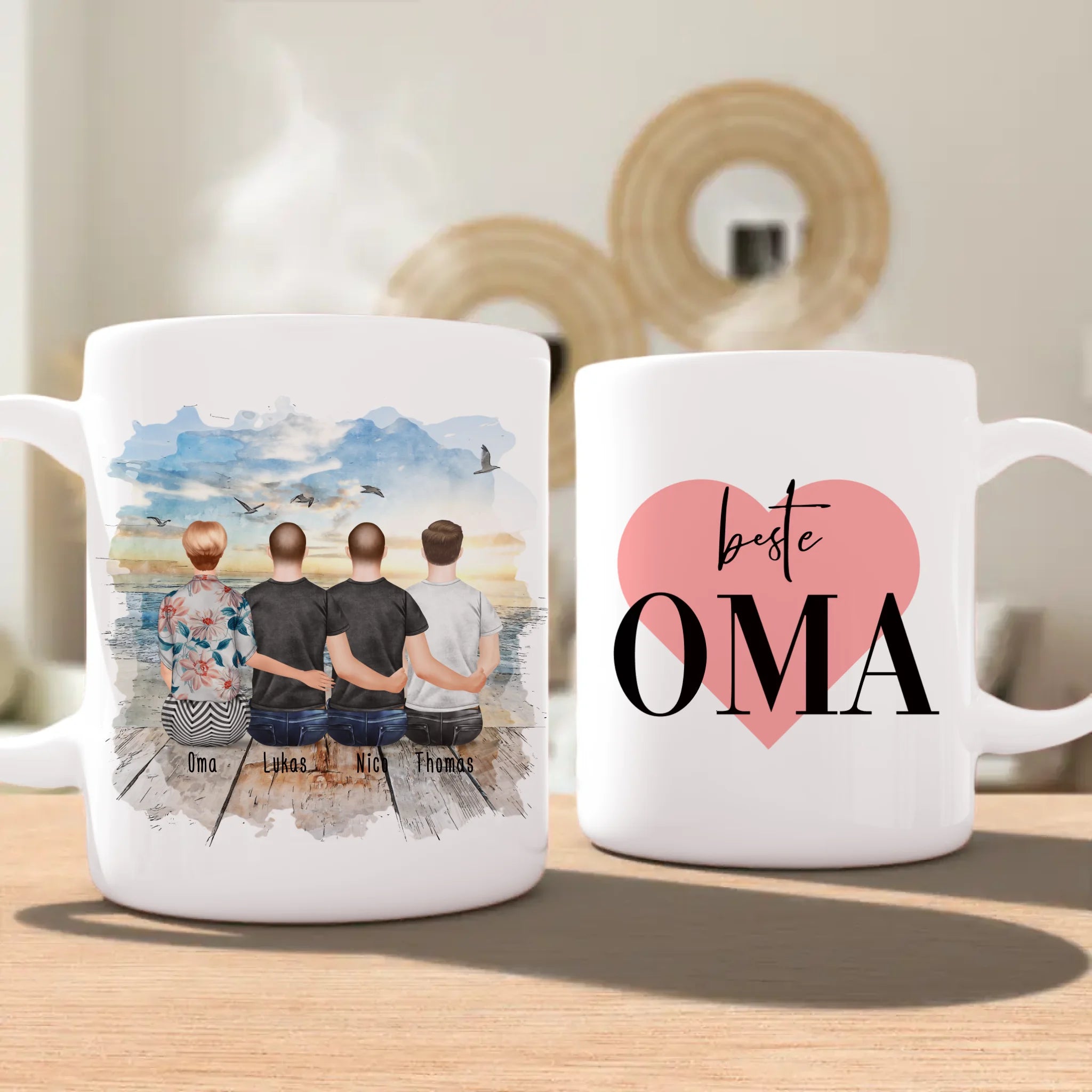 Personalisierte Tasse für Oma (3 Männer + 1 Oma)