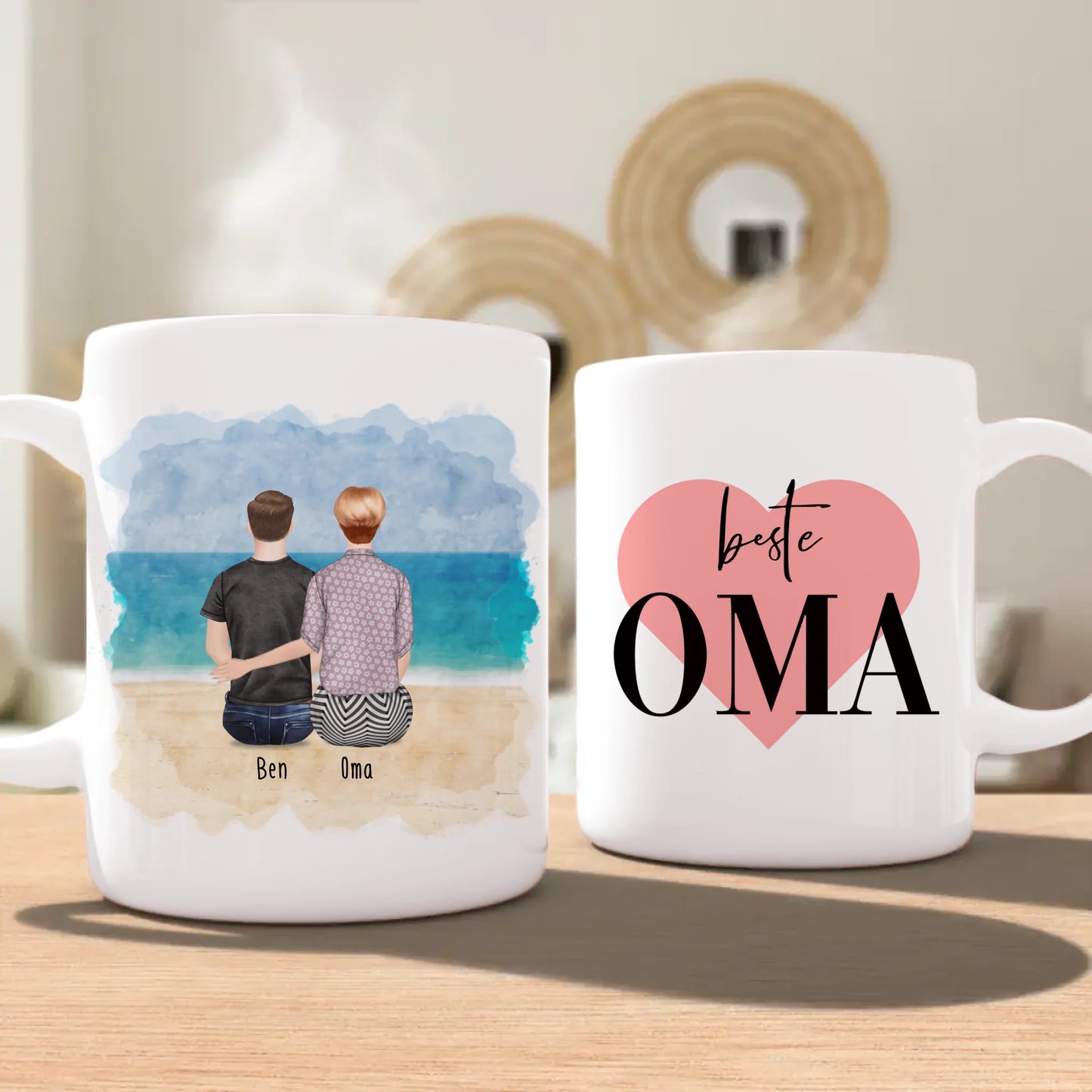 Personalisierte Tasse für Oma (1 Mann + 1 Oma)