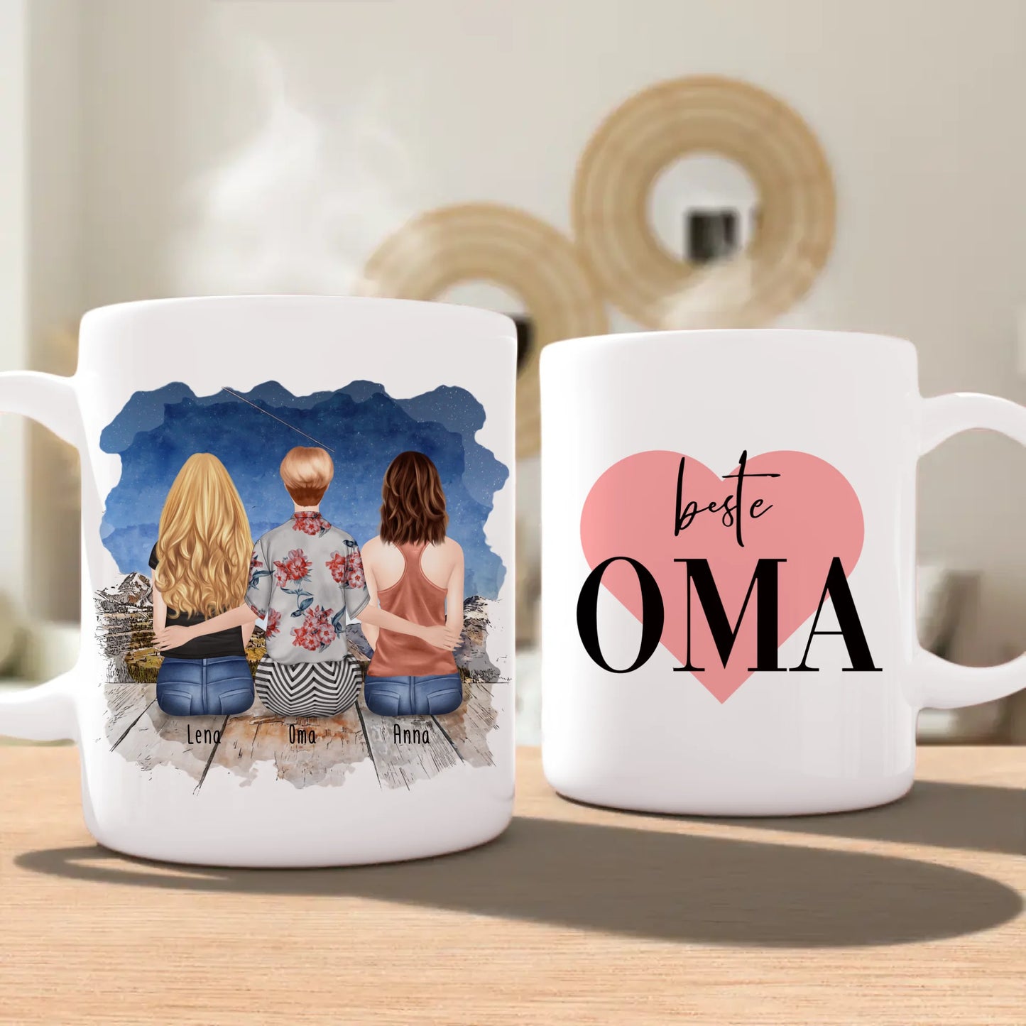 Personalisierte Tasse für Oma (2 Frauen + 1 Oma)