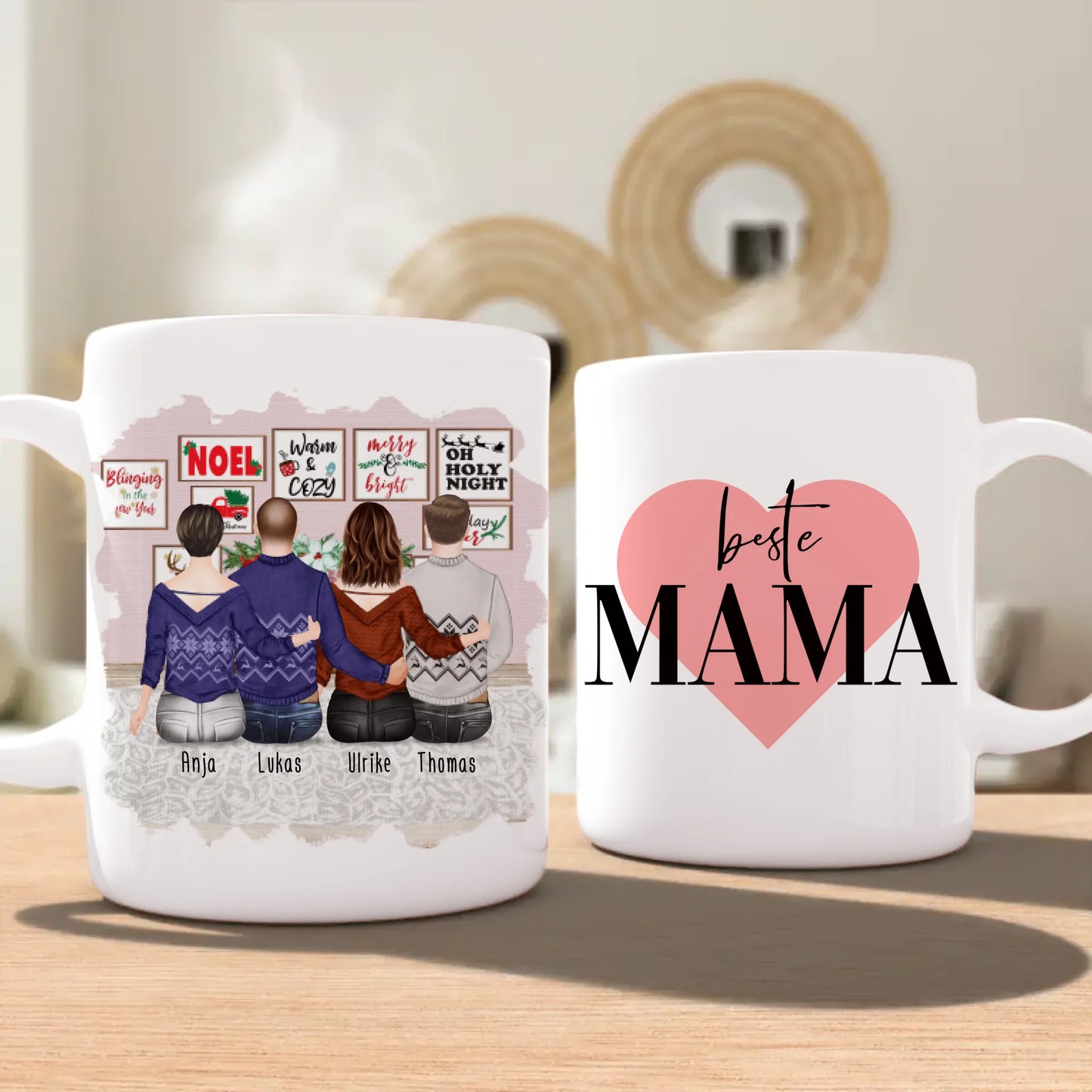 Personalisierte Tasse mit Mutter/Tochter/Sohn (1 Tochter + 2 Söhne) - Weihnachtstasse