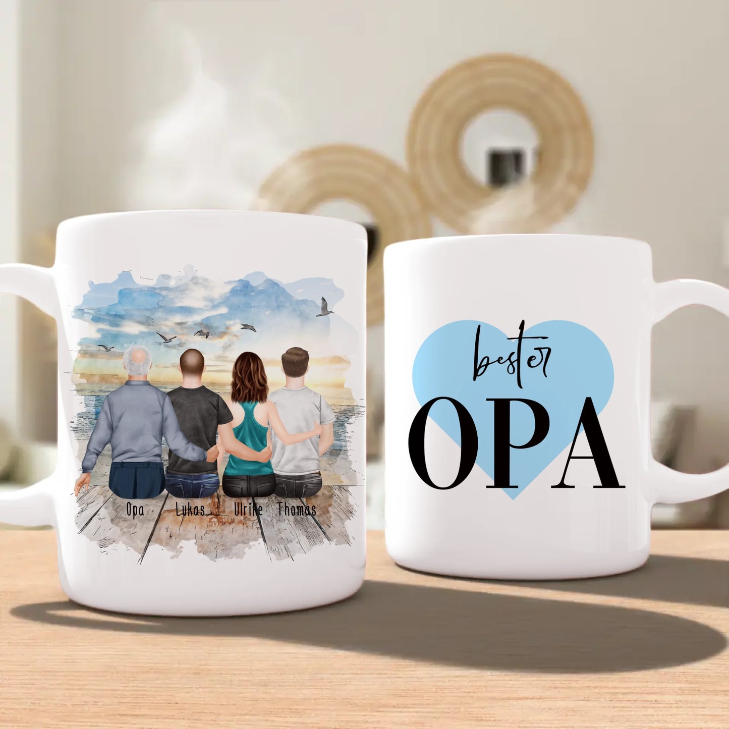 Personalisierte Tasse für Opa (1 Frau + 2 Männer + 1 Opa)