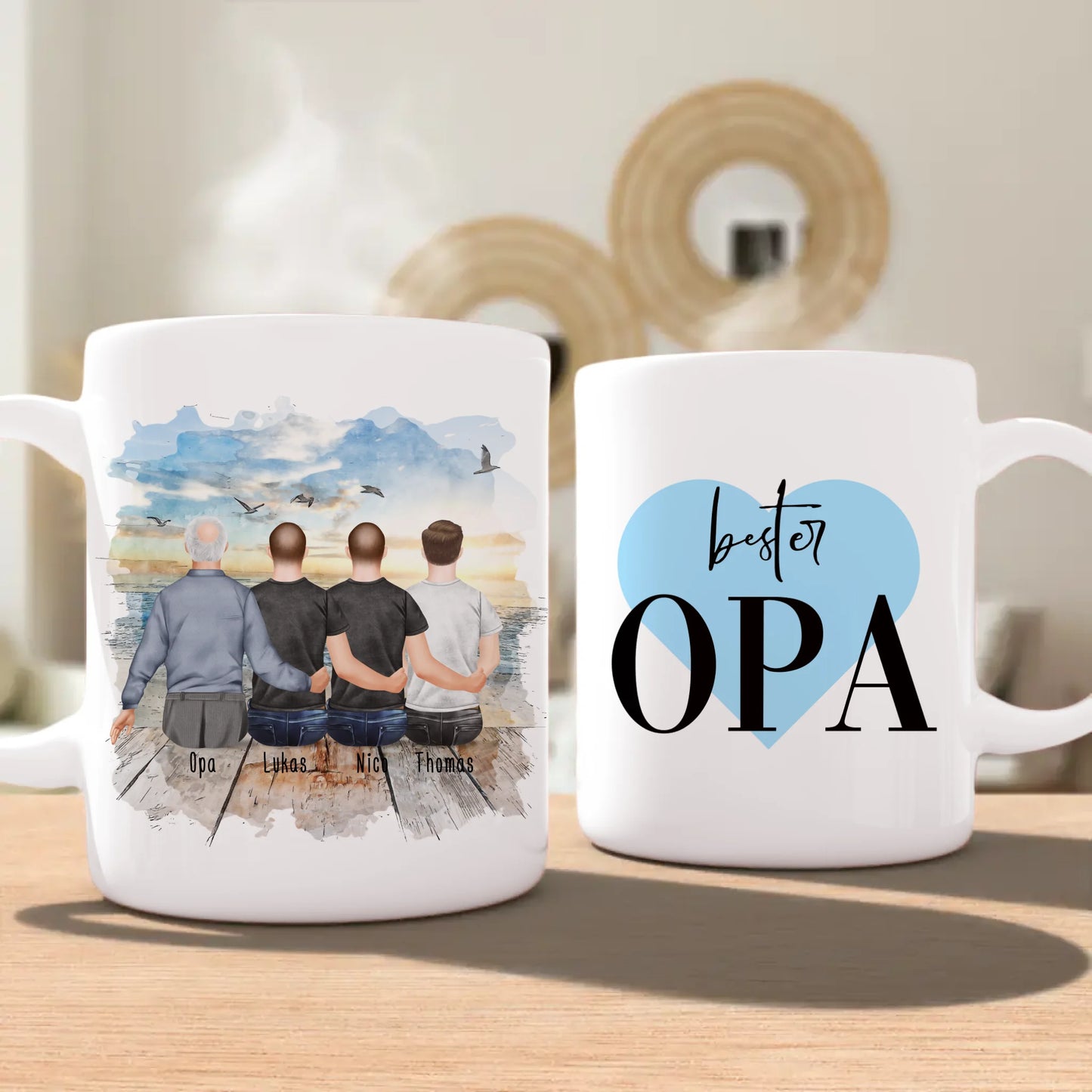 Personalisierte Tasse für Opa (3 Männer + 1 Opa)