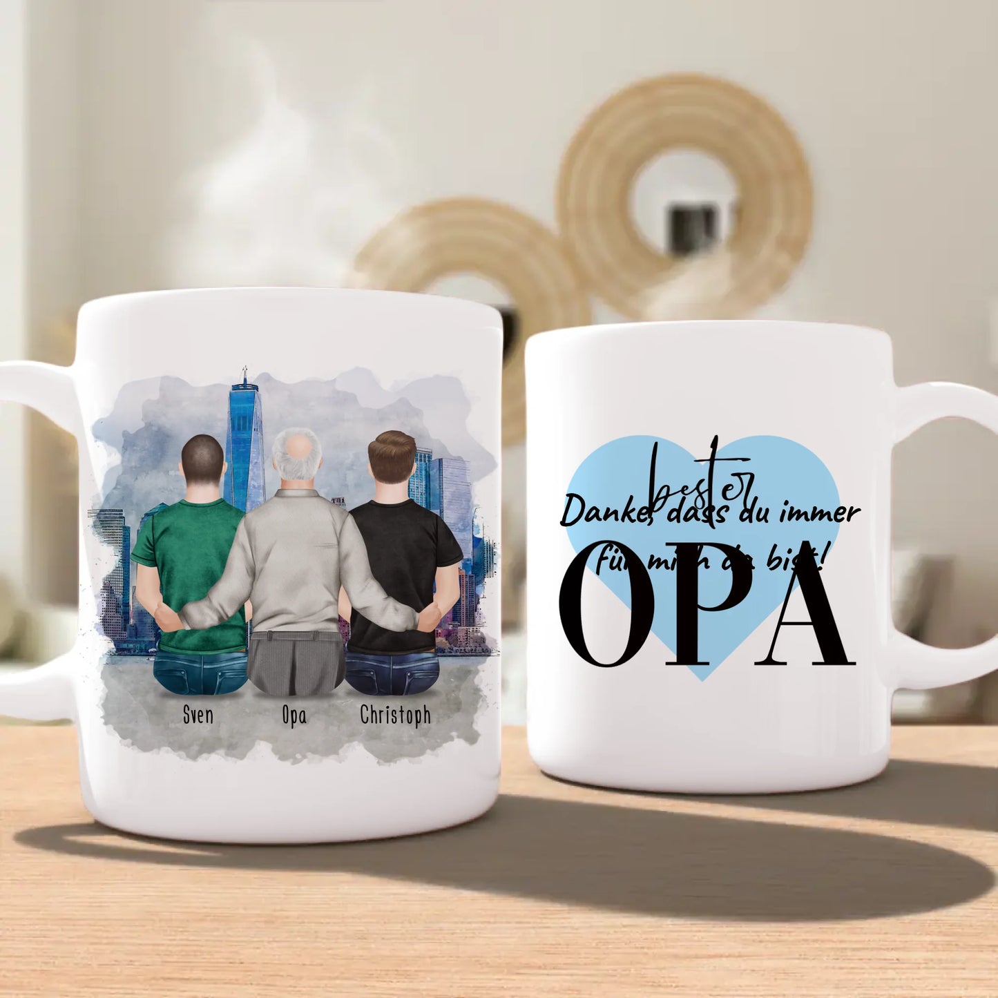 Personalisierte Tasse für Opa (2 Männer + 1 Opa)