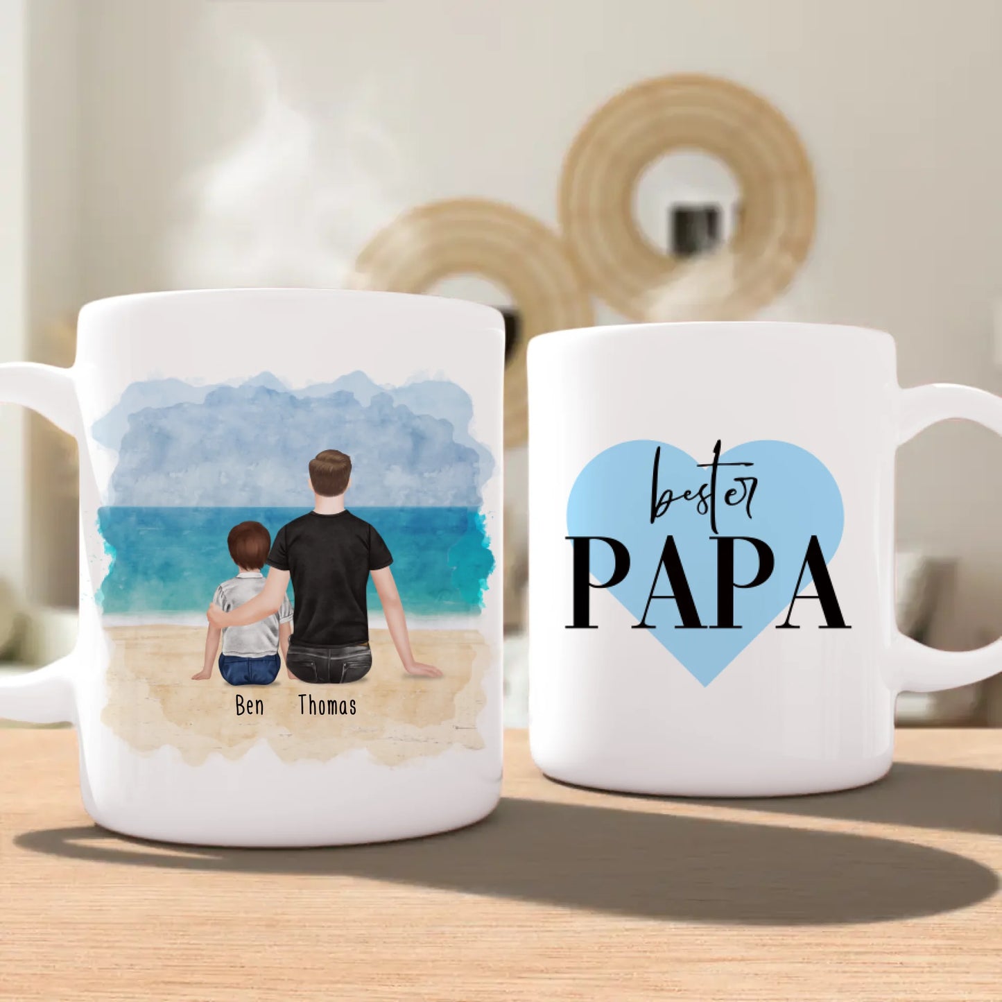 Personalisierte Tasse mit Vater/Kind (1 Kind/Baby)