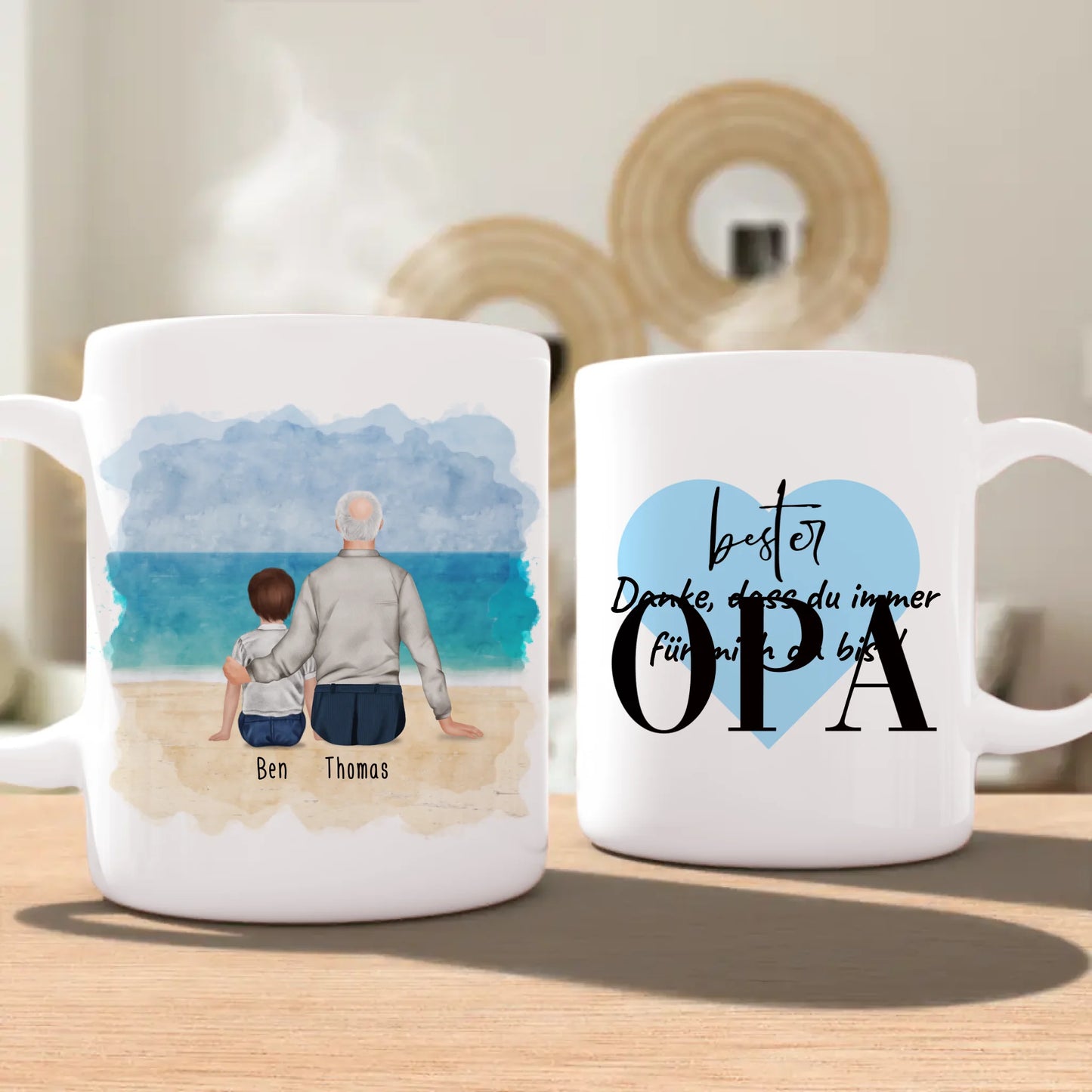 Personalisierte Tasse für Opa (1 Kind + 1 Opa)