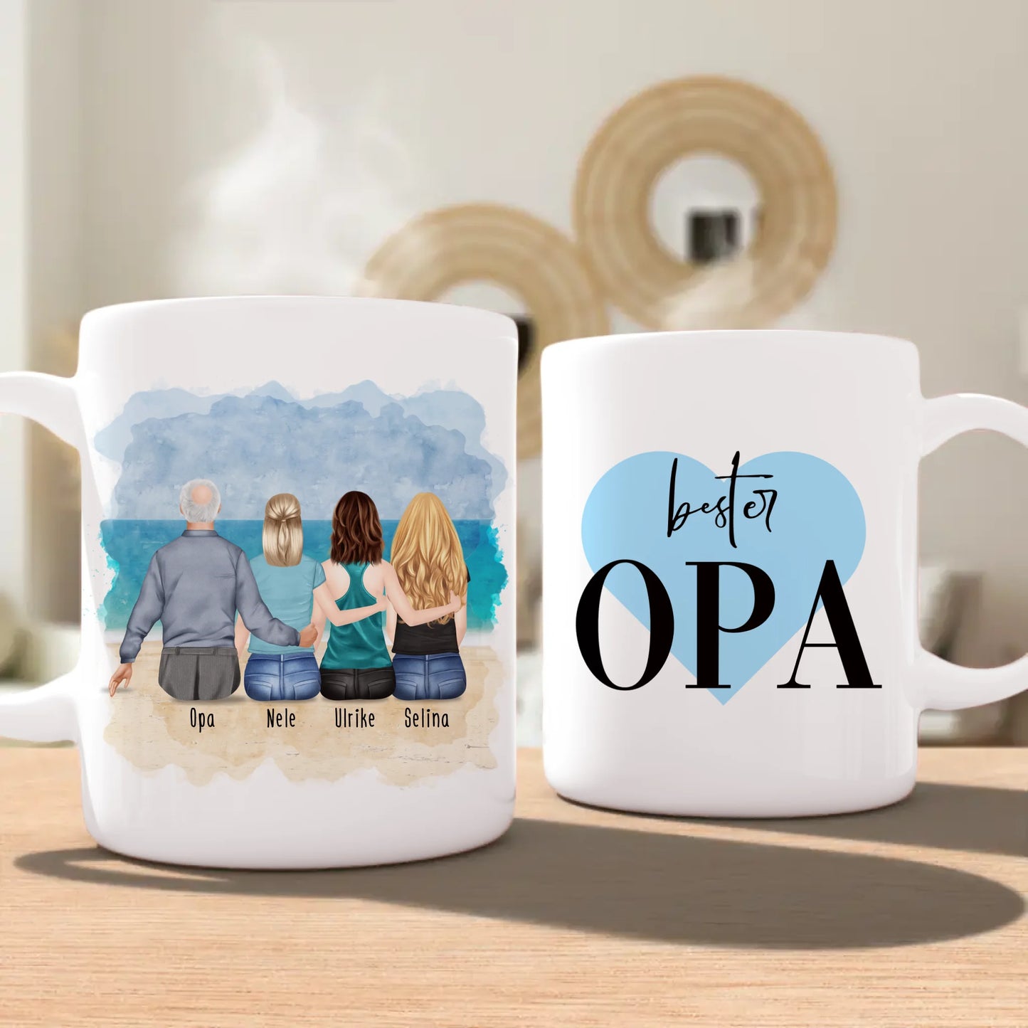 Personalisierte Tasse für Opa (3 Frauen + 1 Opa)