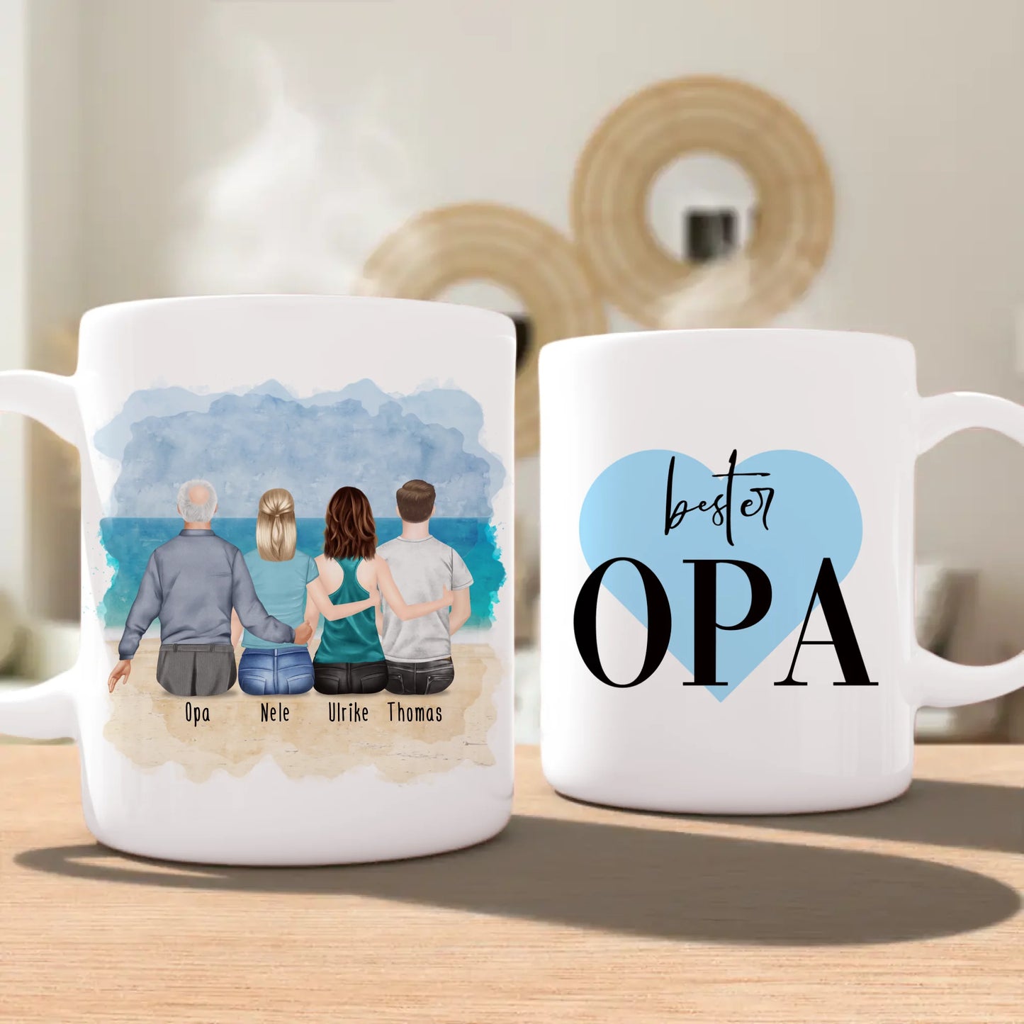 Personalisierte Tasse für Opa (2 Frauen + 1 Mann + 1 Opa)