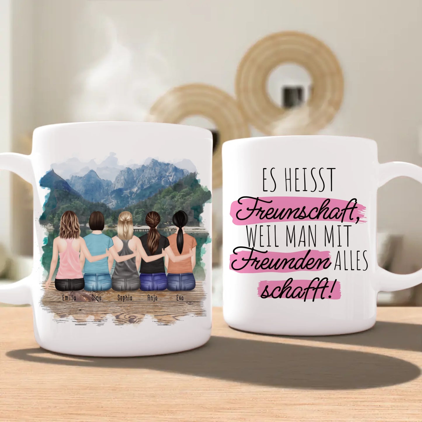 Personalisierte Tasse für Beste Freundinnen (5 Freundinnen)