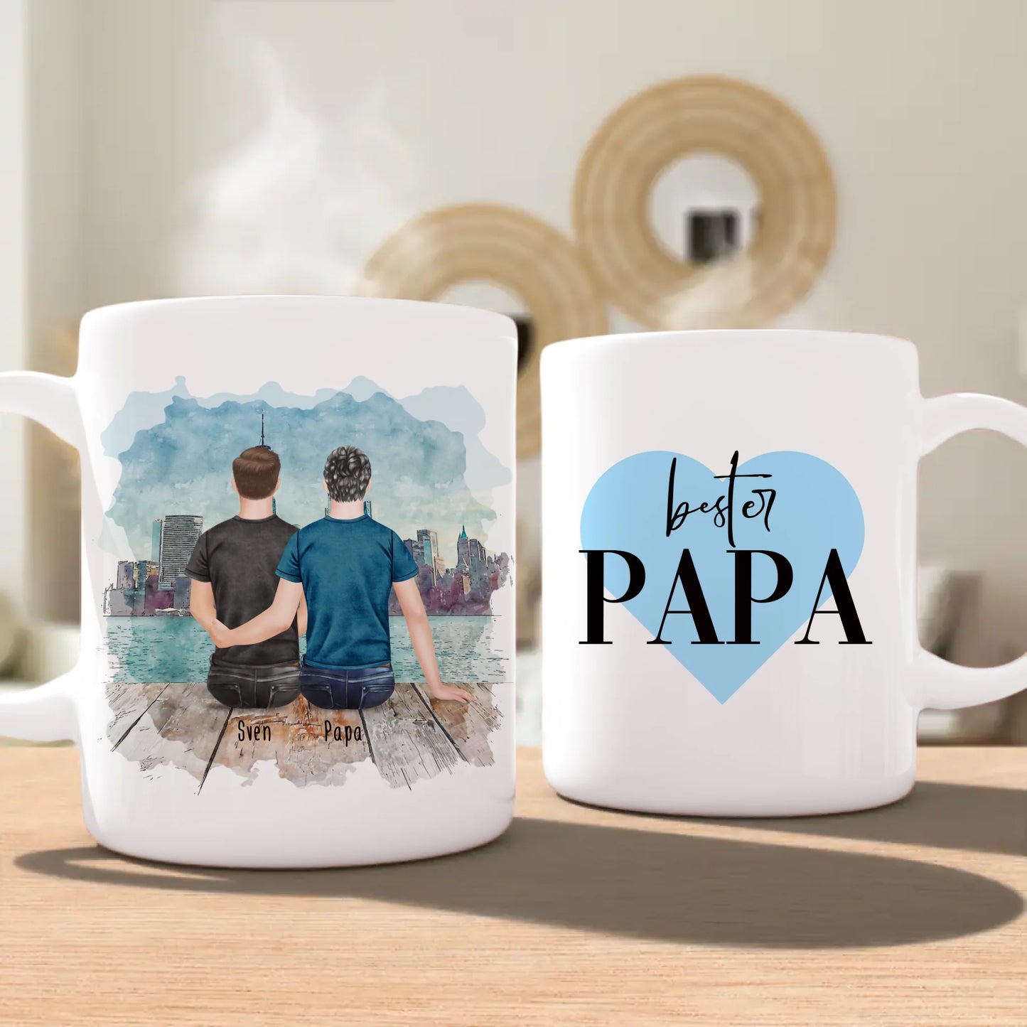 Personalisierte Tasse mit Vater/Sohn (1 Sohn)