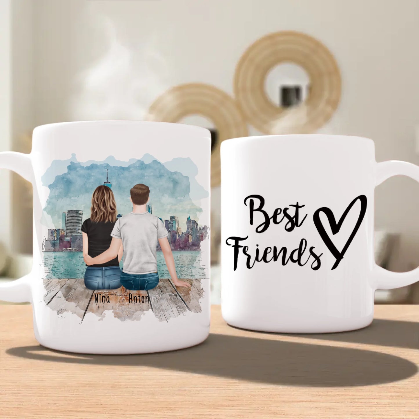 Personalisierte Tasse - Beste Freunde (1 Frau + 1 Mann)