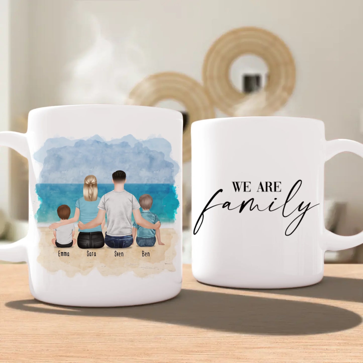 Personalisierte Tasse mit Familie (2 Kinder/Babys)