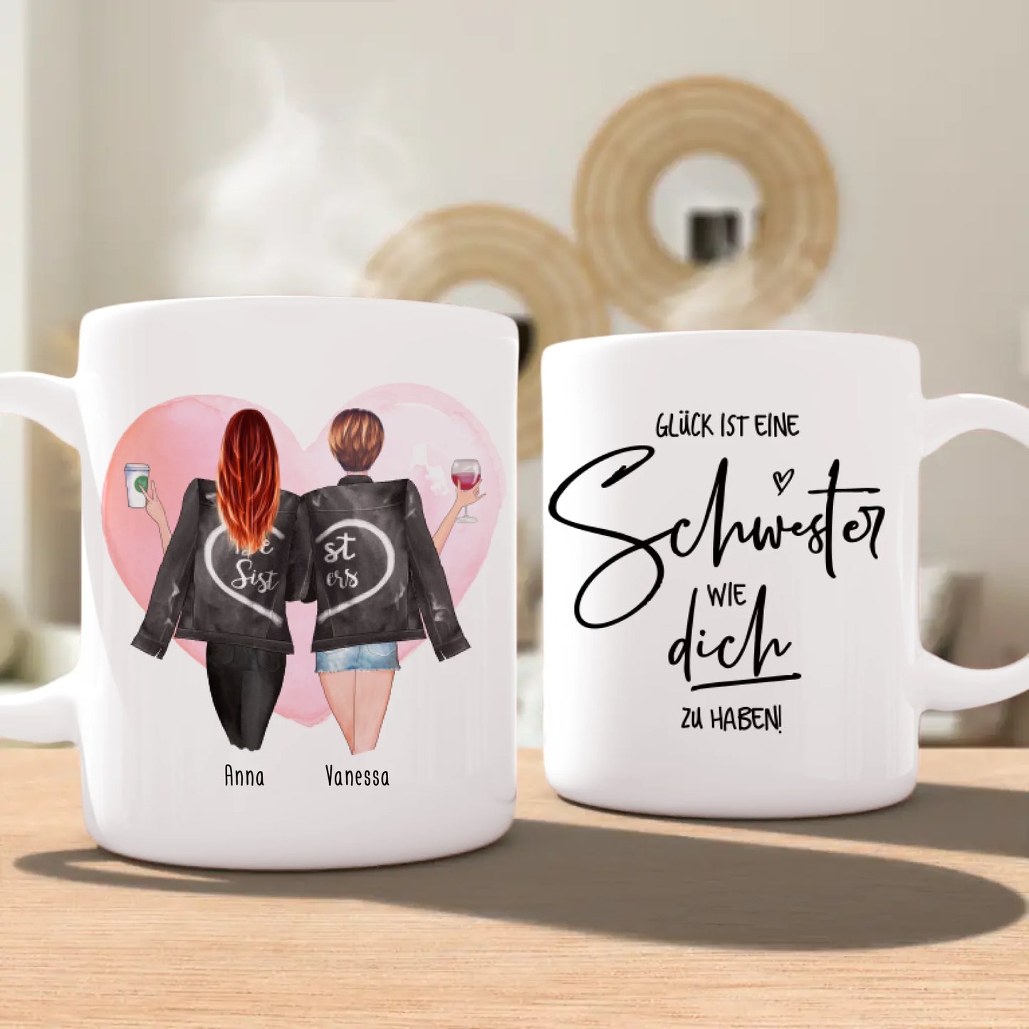 Personalisierte Beste Schwestern Tasse mit Jacke