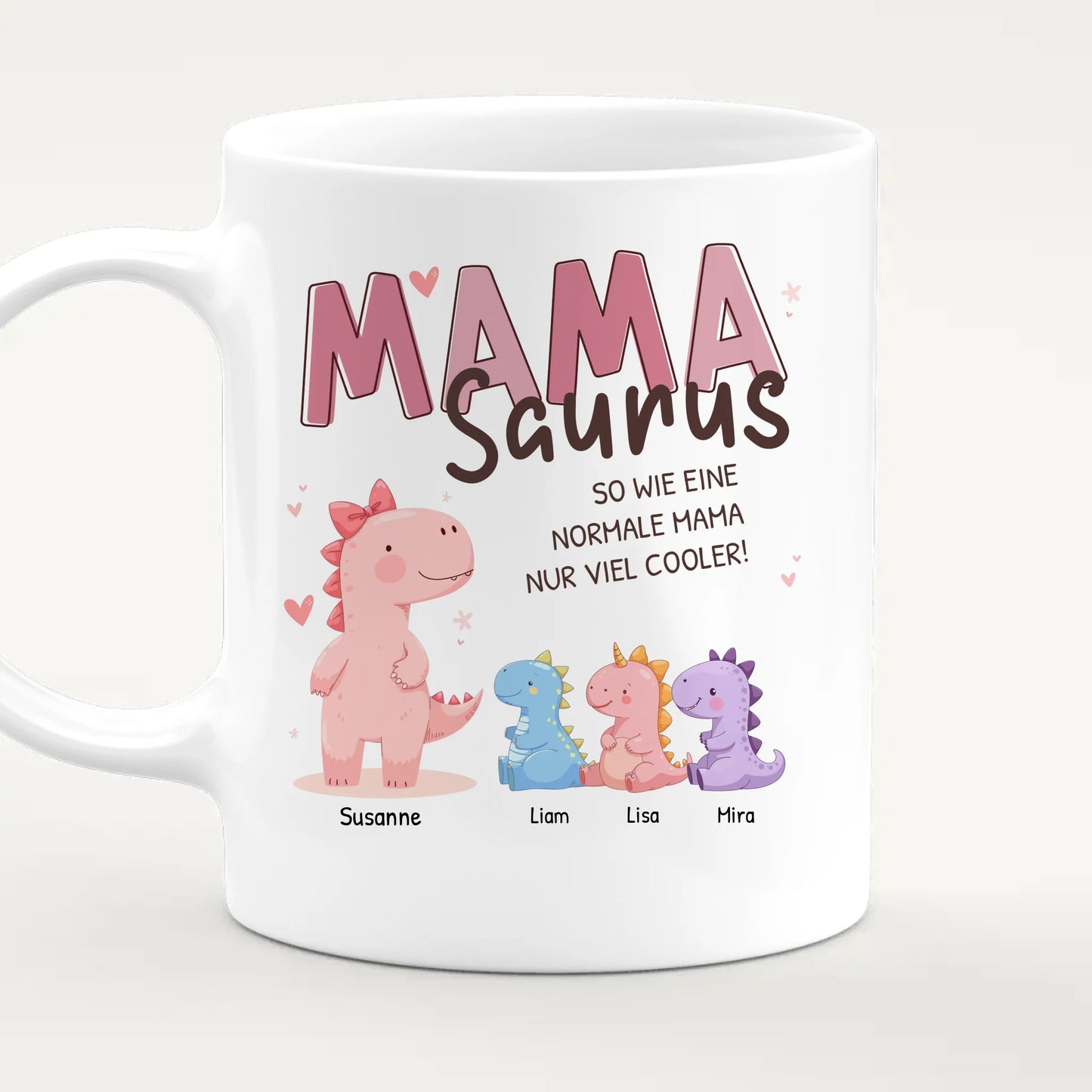 Personalisierte Tasse - Mamasaurus mit 1-10 Kindern