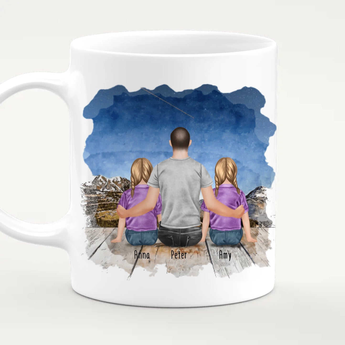 Personalisierte Tasse - Bester Pate (2 Kinder + 1 Mann)