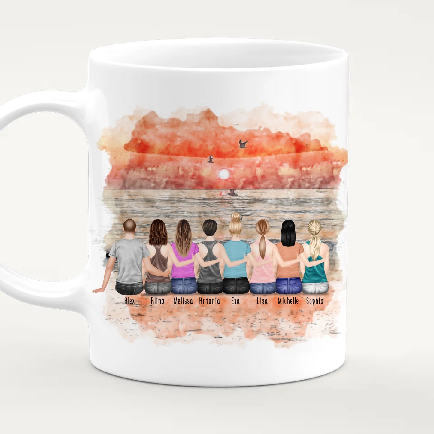 Personalisierte Tasse Kollegen (7 Frauen +  1 Mann) - Abschiedsgeschenk