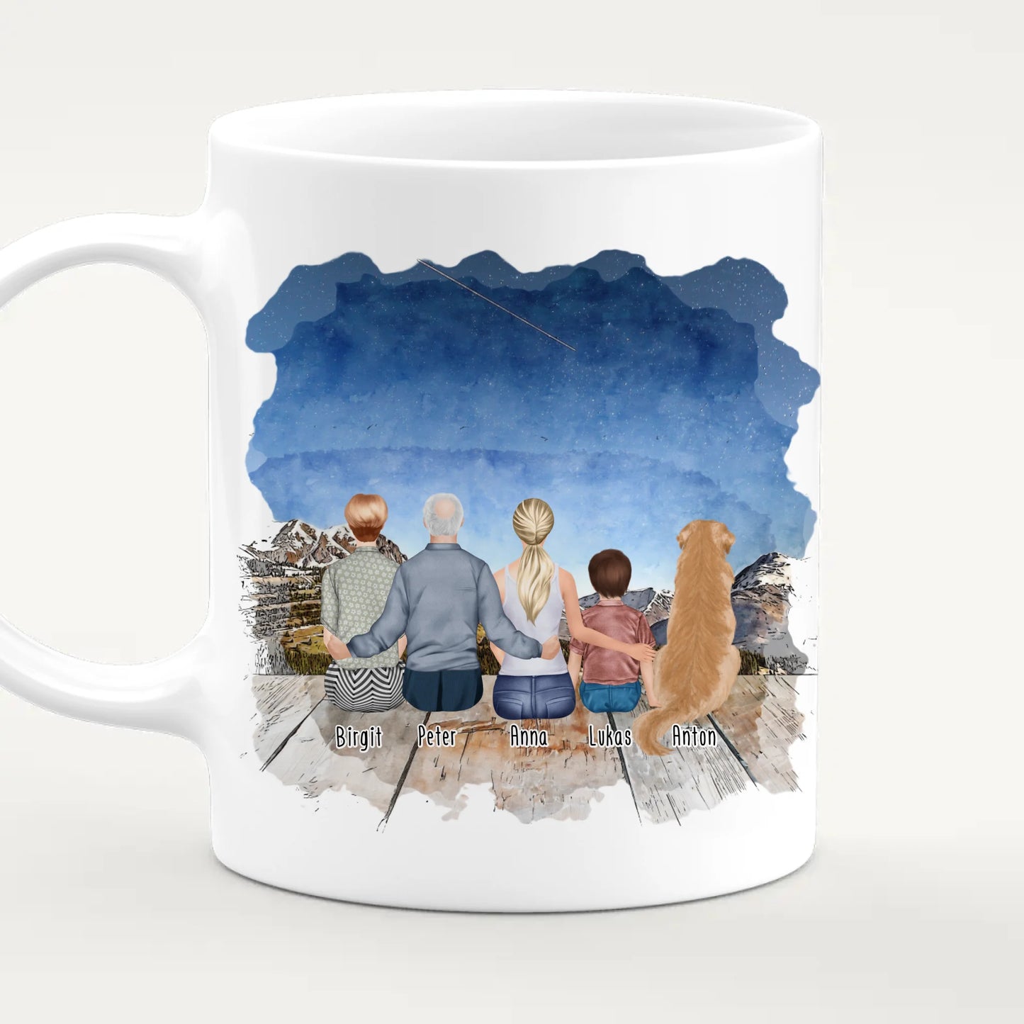 Personalisierte Tasse - Oma, Opa, Frau, Kind + 1 Hund/Katze