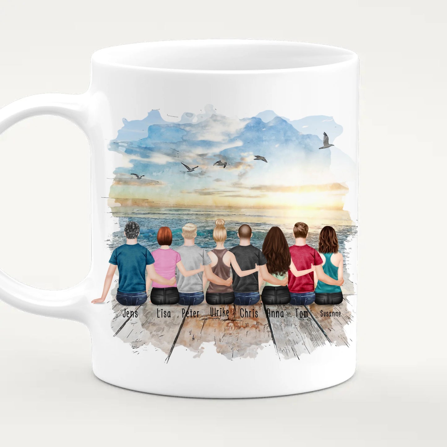 Personalisierte Tasse Kollegen (4 Frauen + 4 Männer) - Abschiedsgeschenk