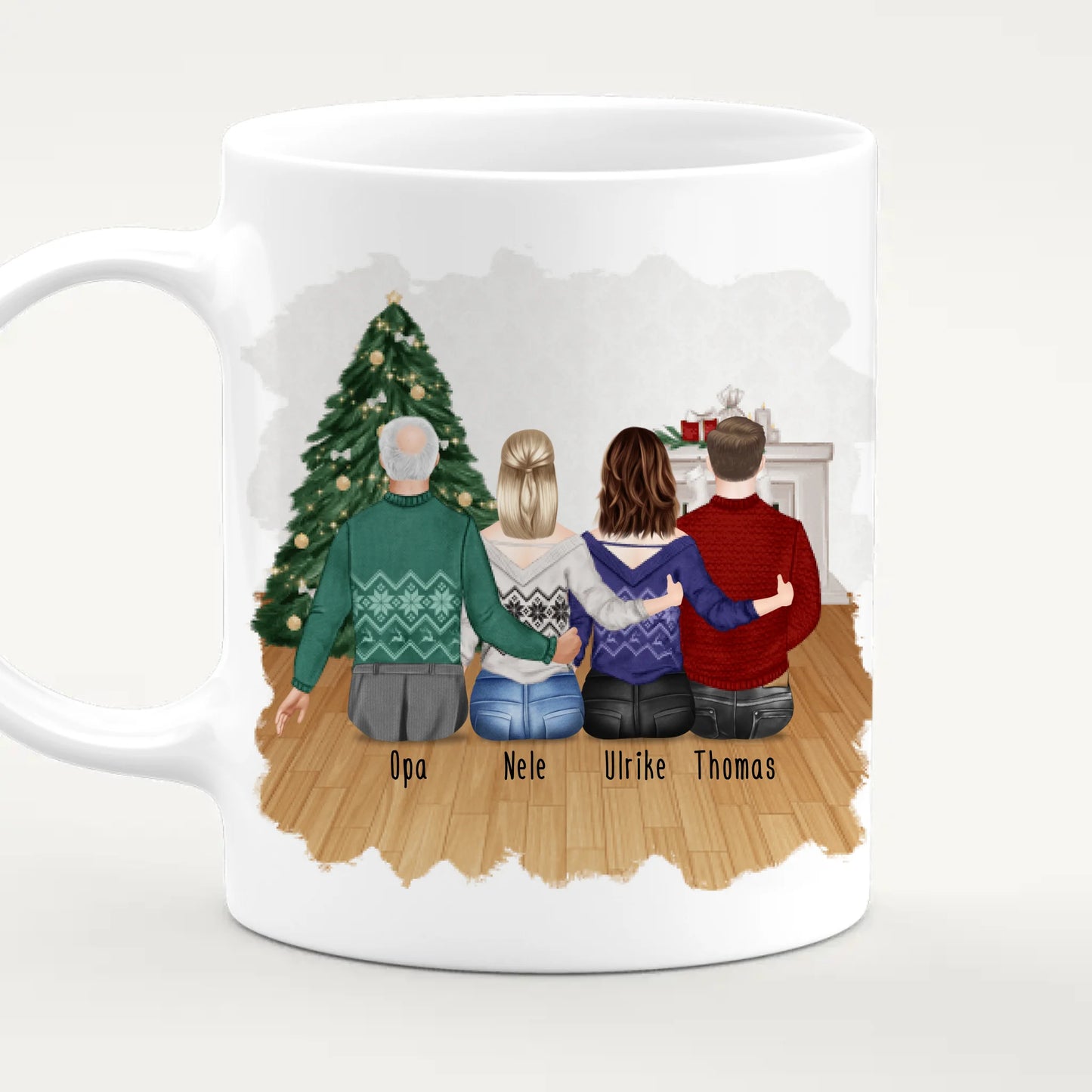 Personalisierte Tasse für Opa (2 Frauen + 1 Mann + 1 Opa) - Weihnachtstasse