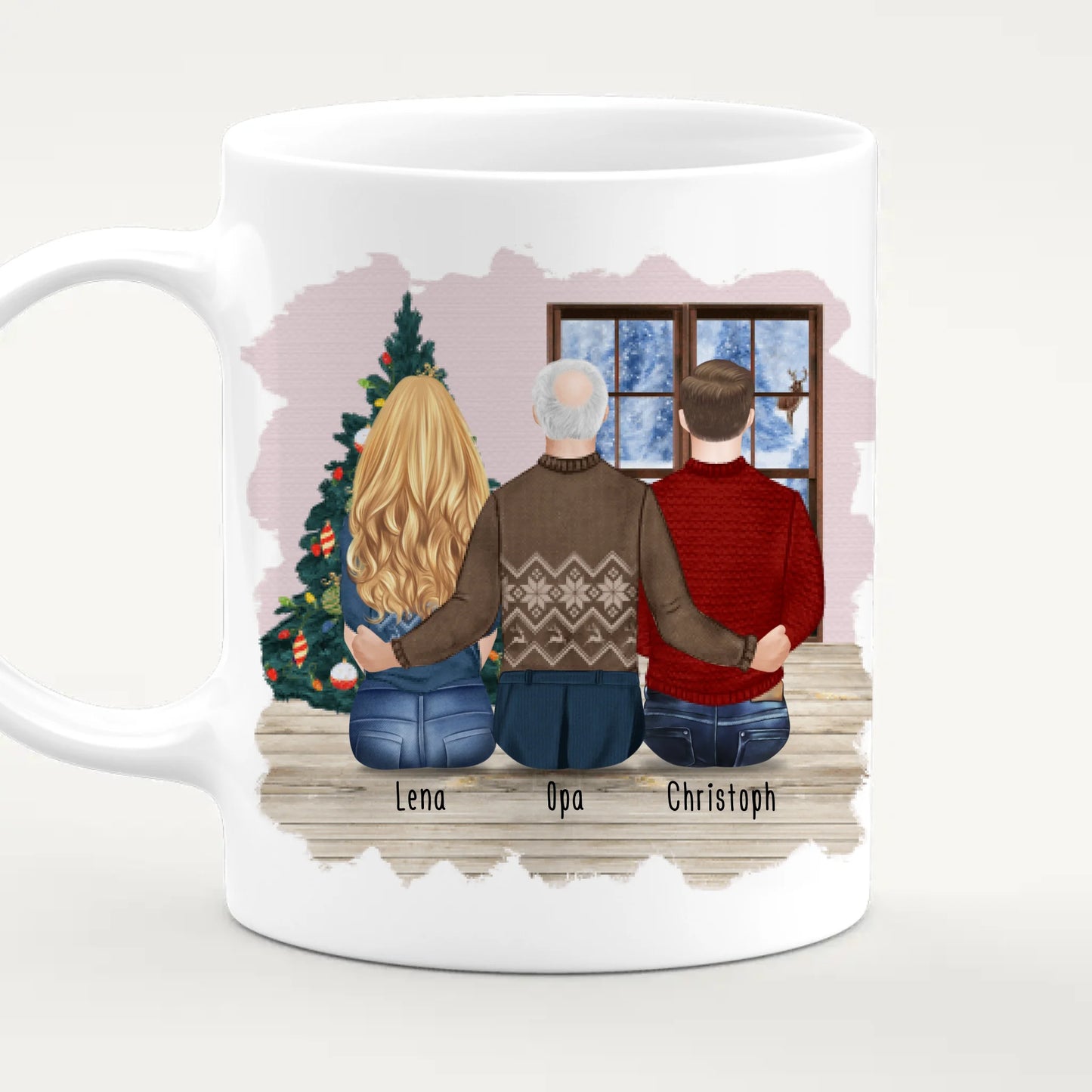 Personalisierte Tasse für Opa (1 Frau + 1 Mann + 1 Opa) - Weihnachtstasse