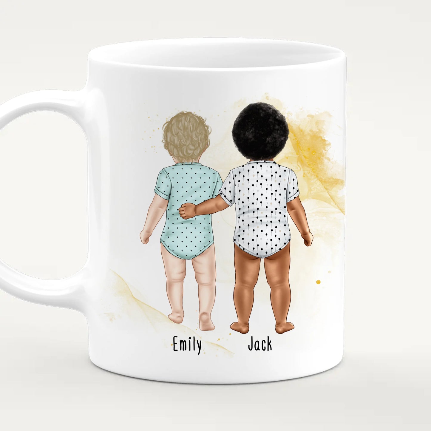 Personalisierte Tasse mit 2 Babys (stehend)