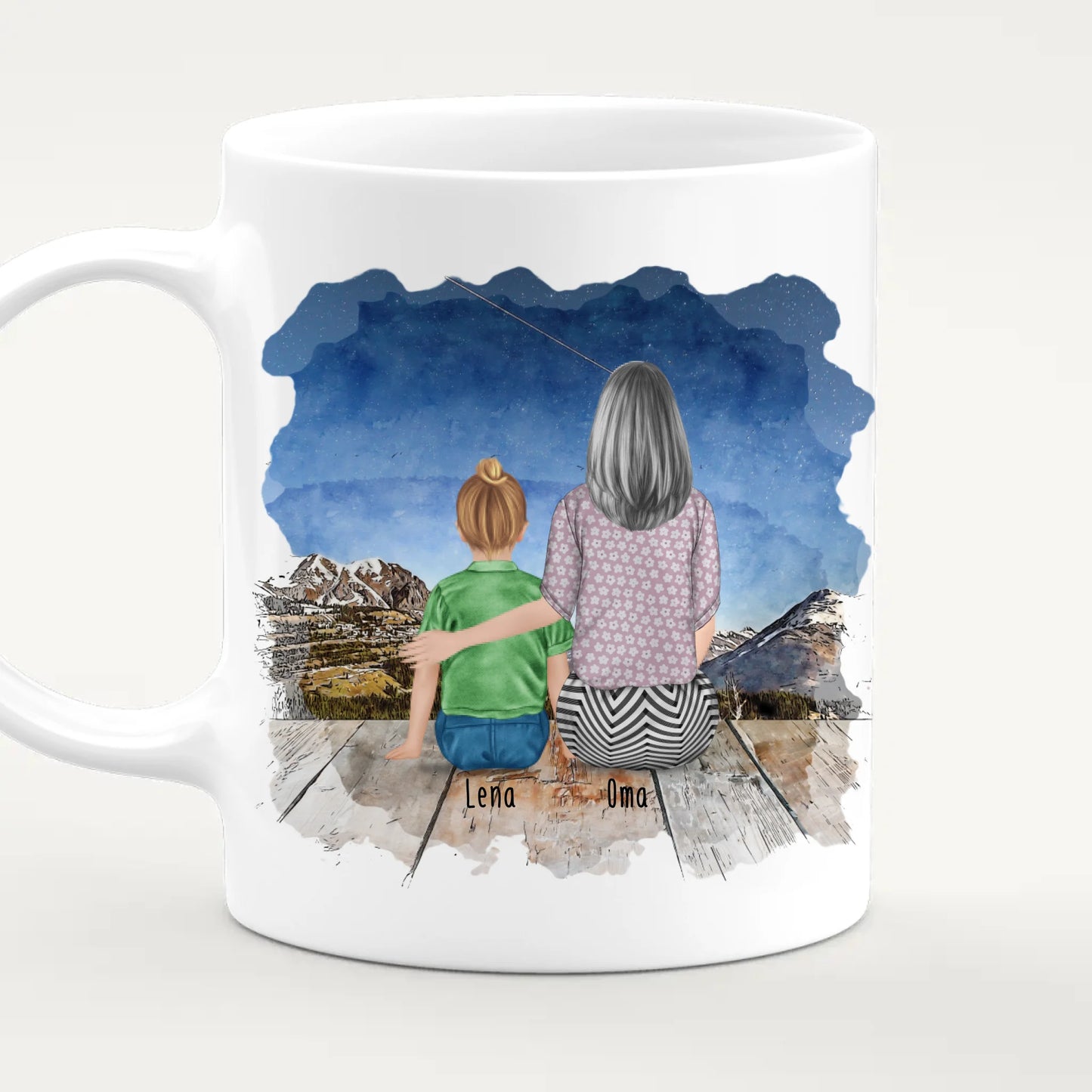 Personalisierte Tasse für Oma (1 Kind + 1 Oma)