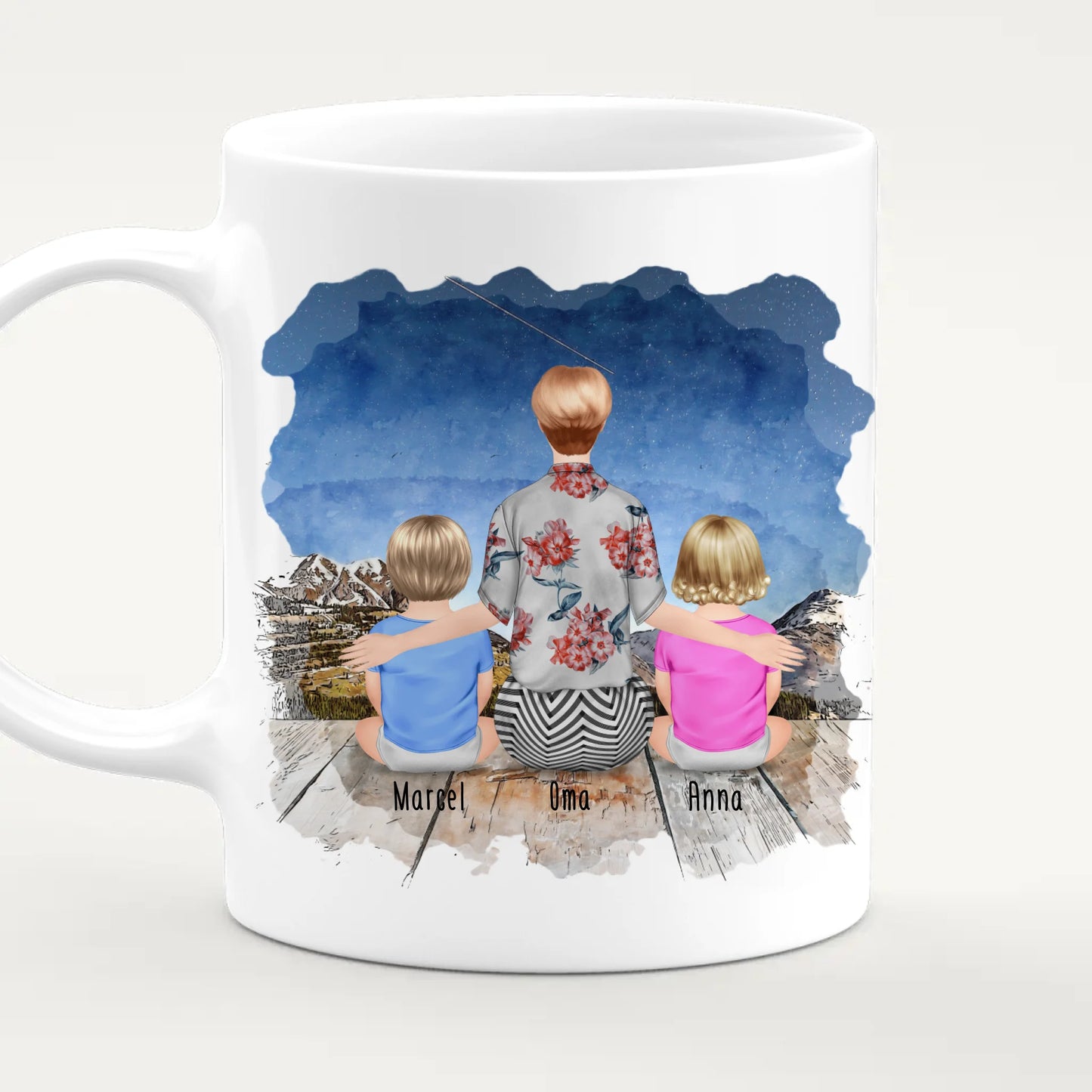 Personalisierte Tasse für Oma (2 Babys + 1 Oma)