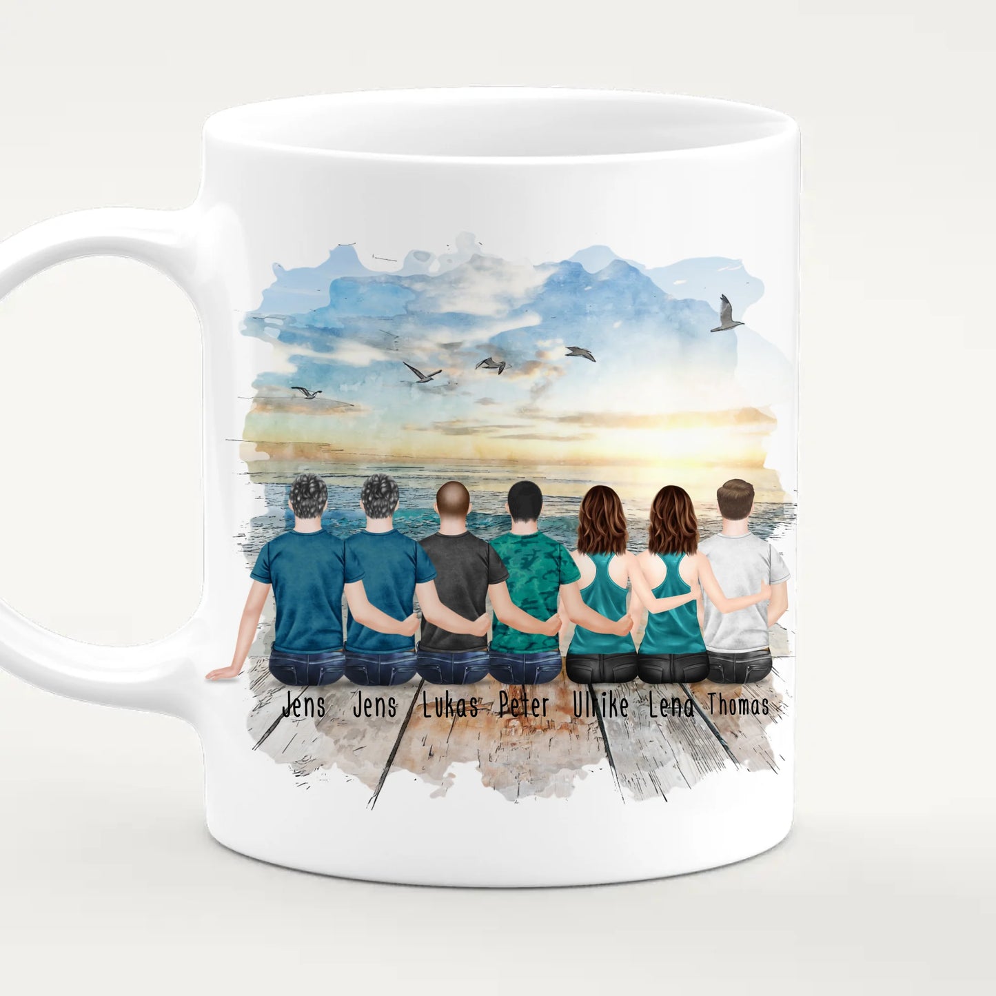 Personalisierte Tasse - Beste Freunde - 2 Frauen + 5 Männer