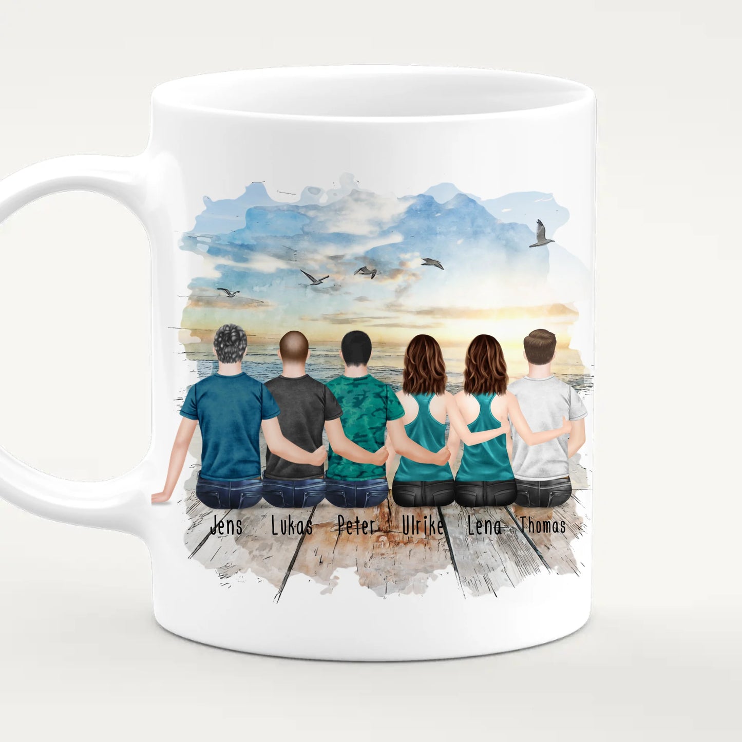 Personalisierte Tasse - Beste Freunde (2 Frauen + 4 Männer)