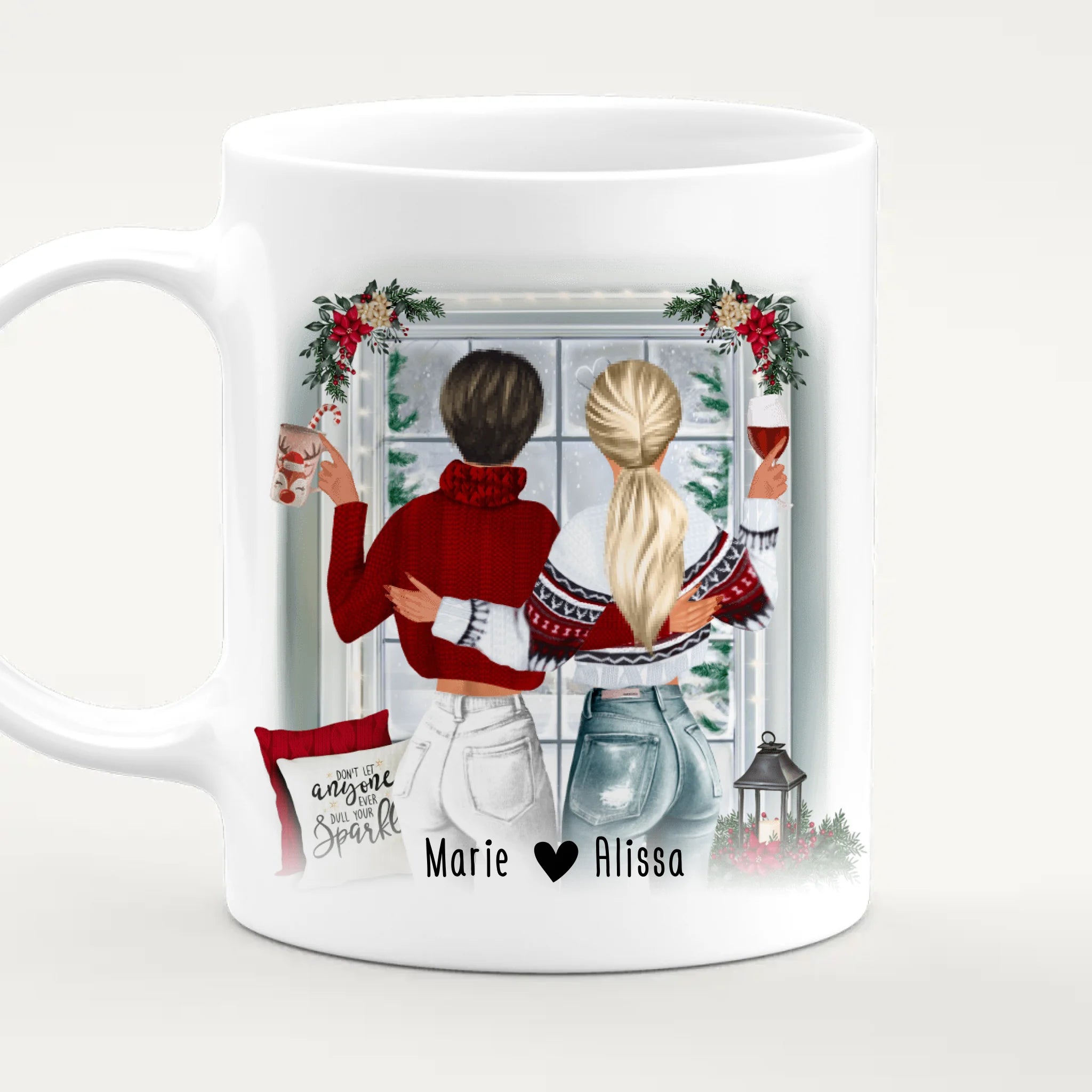 Personalisierte Tasse Beste Freundin (2 Freundinnen) - Weihnachtstasse