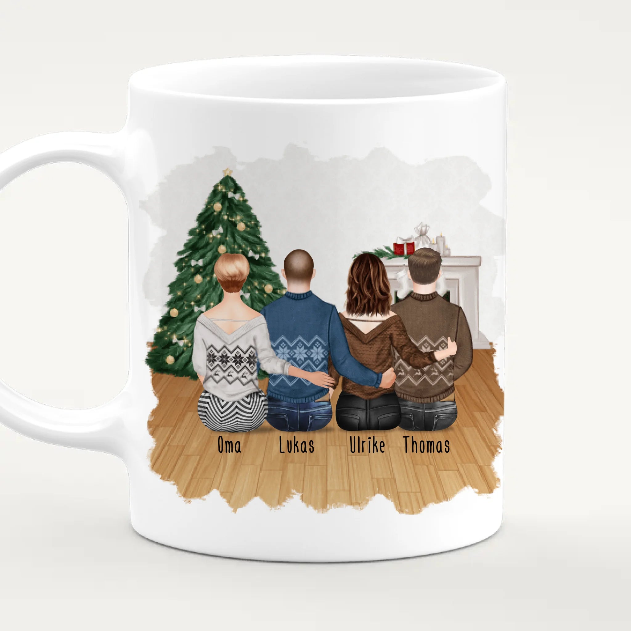 Personalisierte Tasse für Oma (1 Frau + 2 Männer + 1 Oma) - Weihnachtstasse