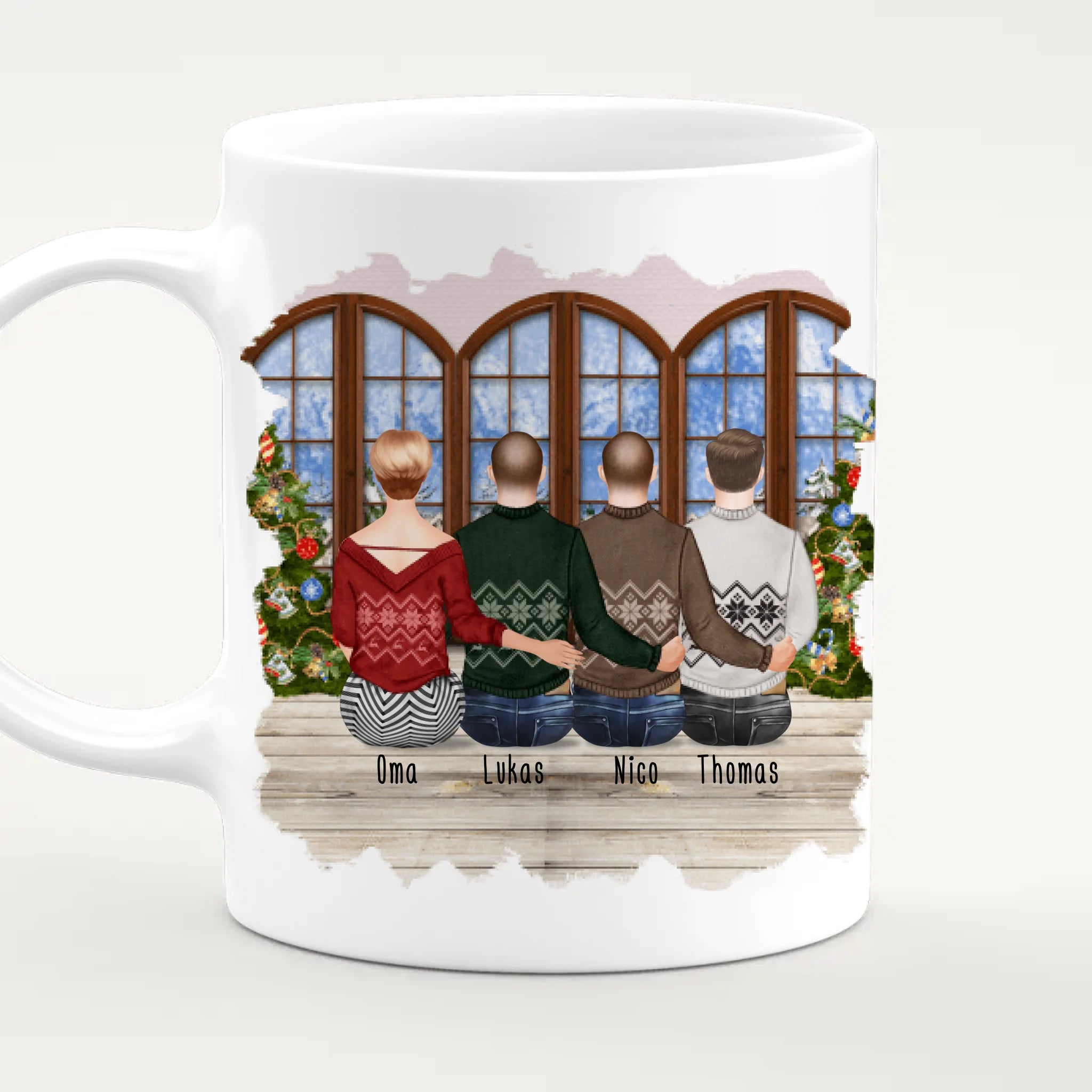 Personalisierte Tasse für Oma (3 Männer + 1 Oma) - Weihnachtstasse